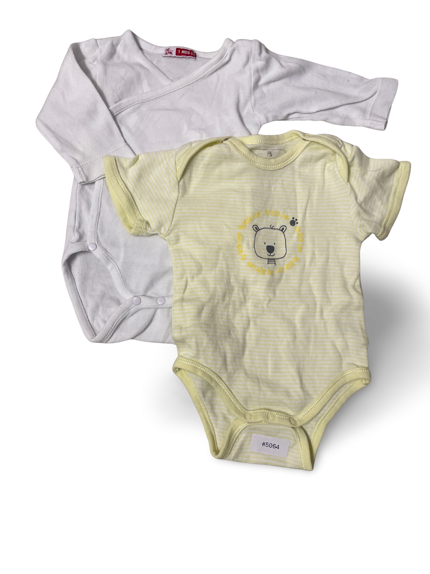 2er Bundle Babybodys Weiss und Gelb mit Bärchen - Gr. 56