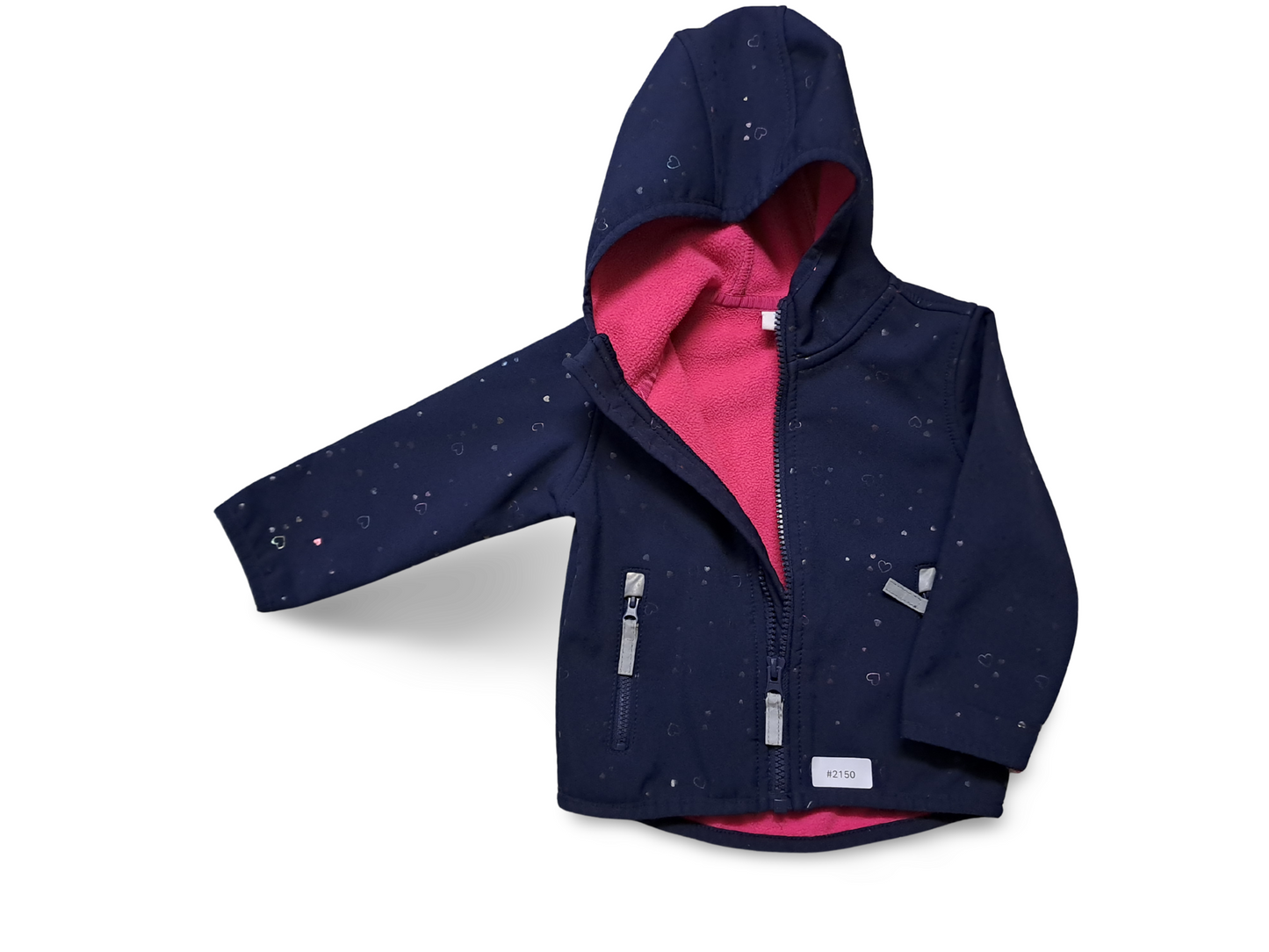 Gefütterte Kapuzenjacke dunkelblau mit Herzen - Gr. 74