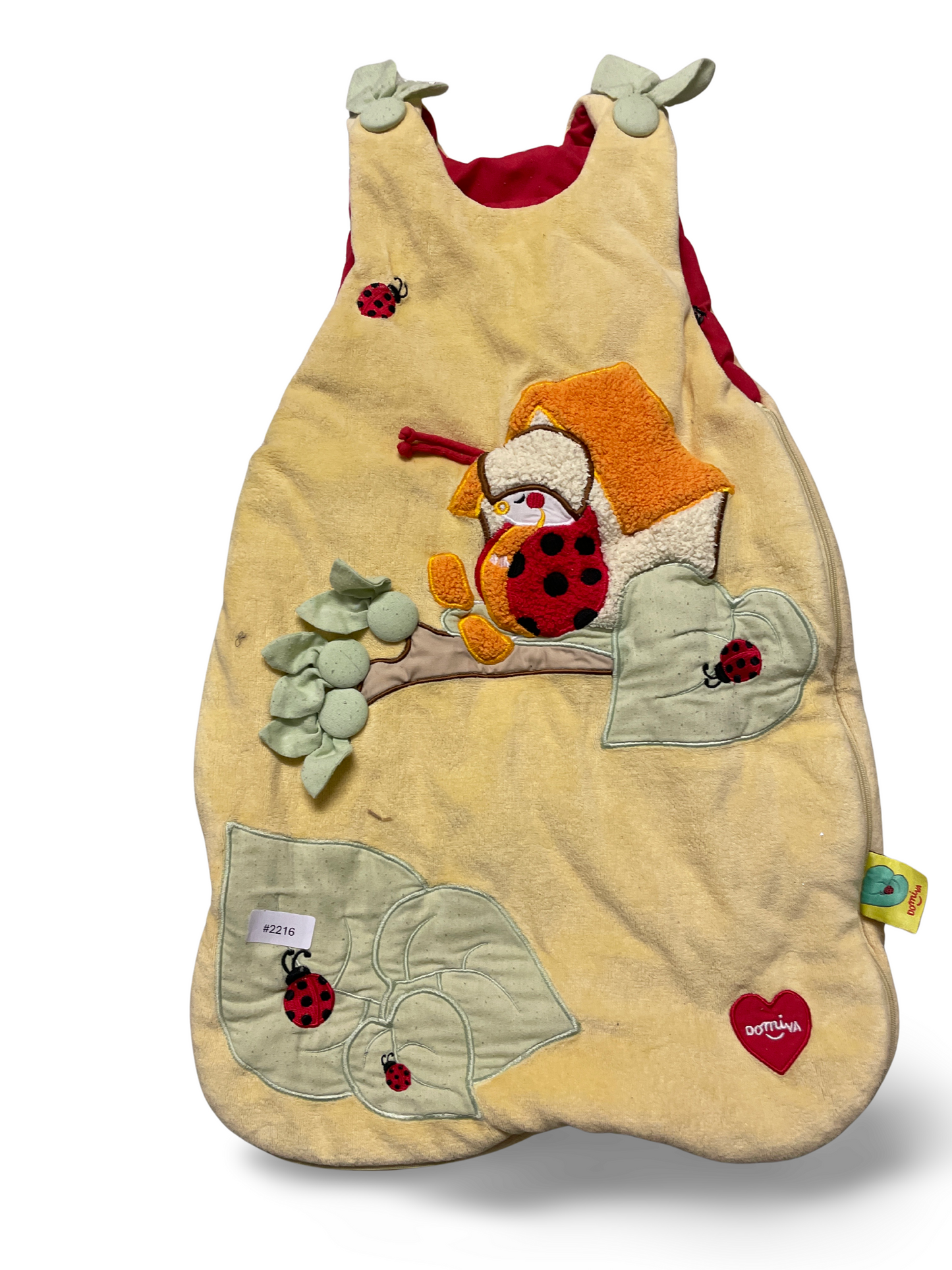 Gelber Babyschlafsack mit Marienkäfer-Applikation - Gr. 68