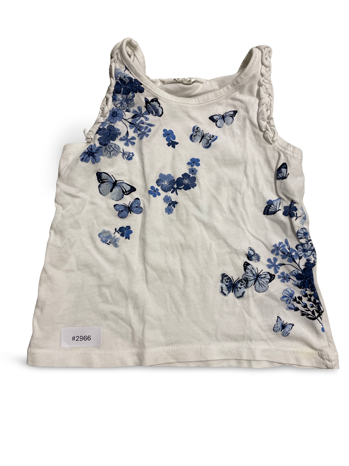 Weisses Top mit blauen Schmetterlingen - Gr. 92