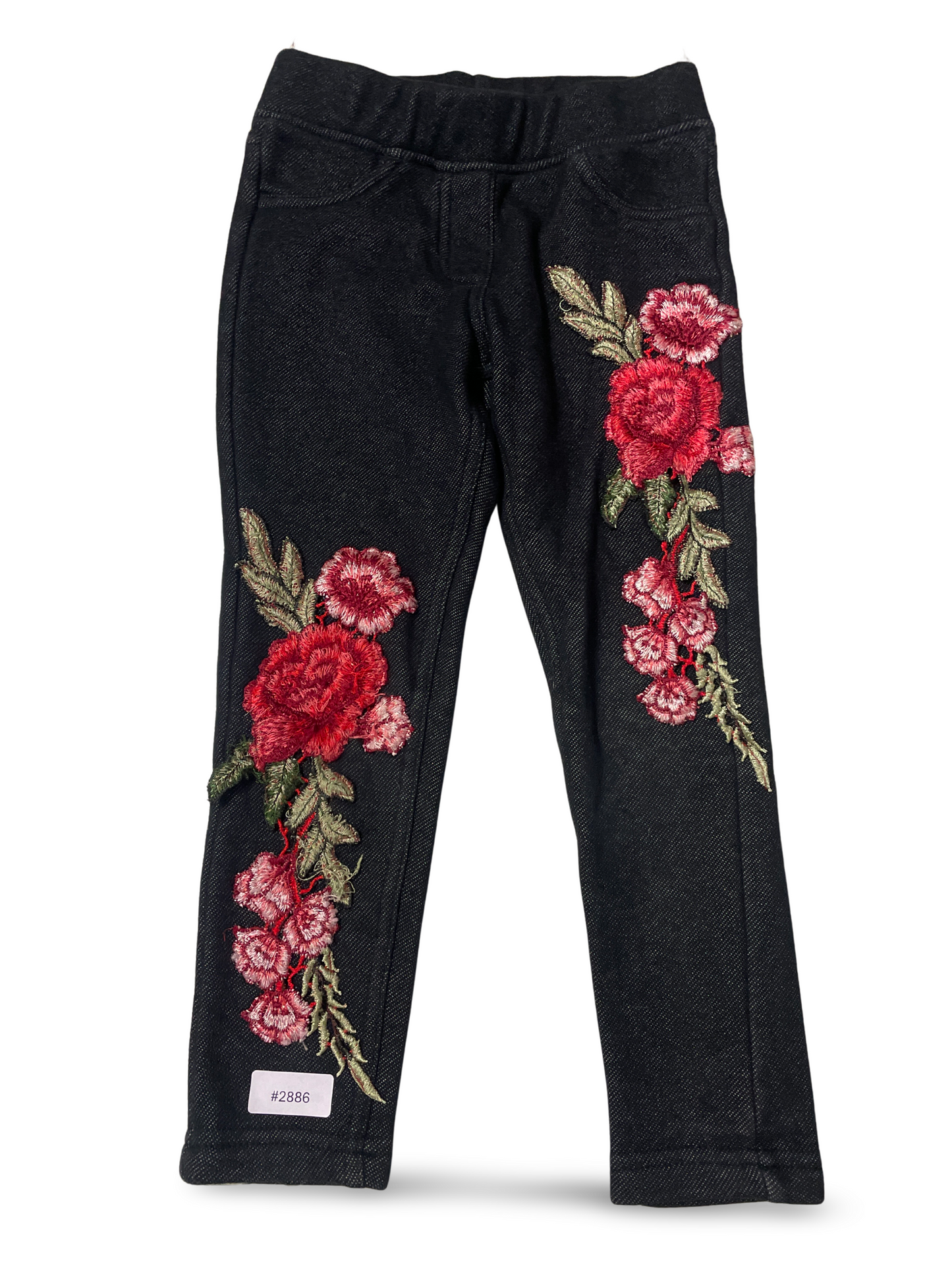 Jeansleggings mit Blumenstickerei - Gr. 110