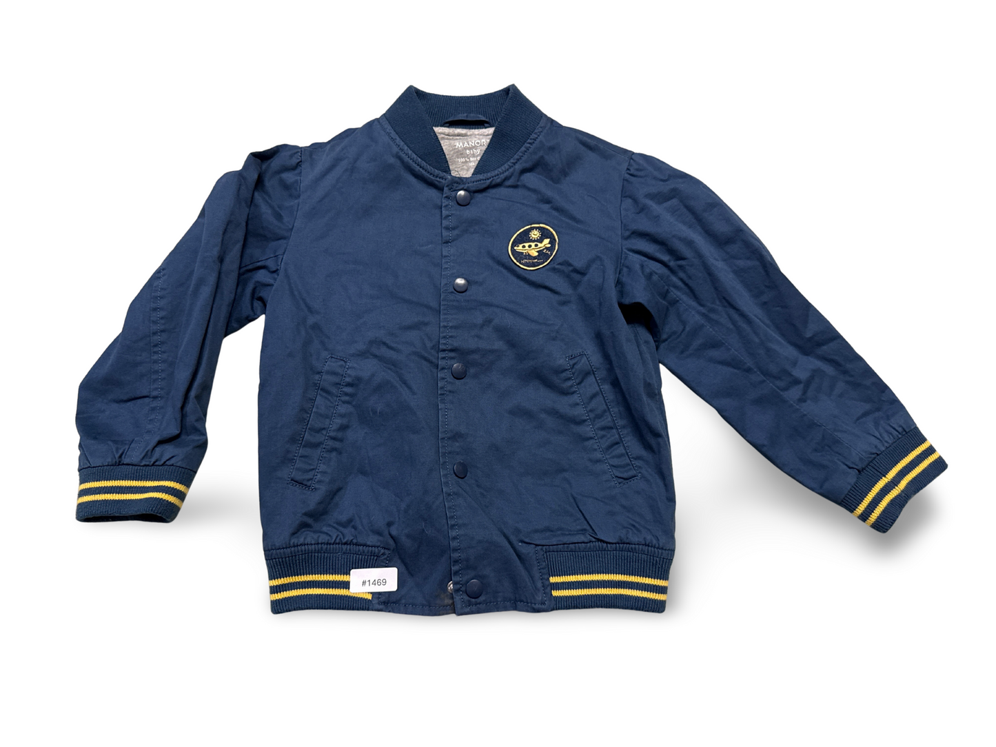 Bomberjacke blau mit gelben Bündchen - Gr. 104