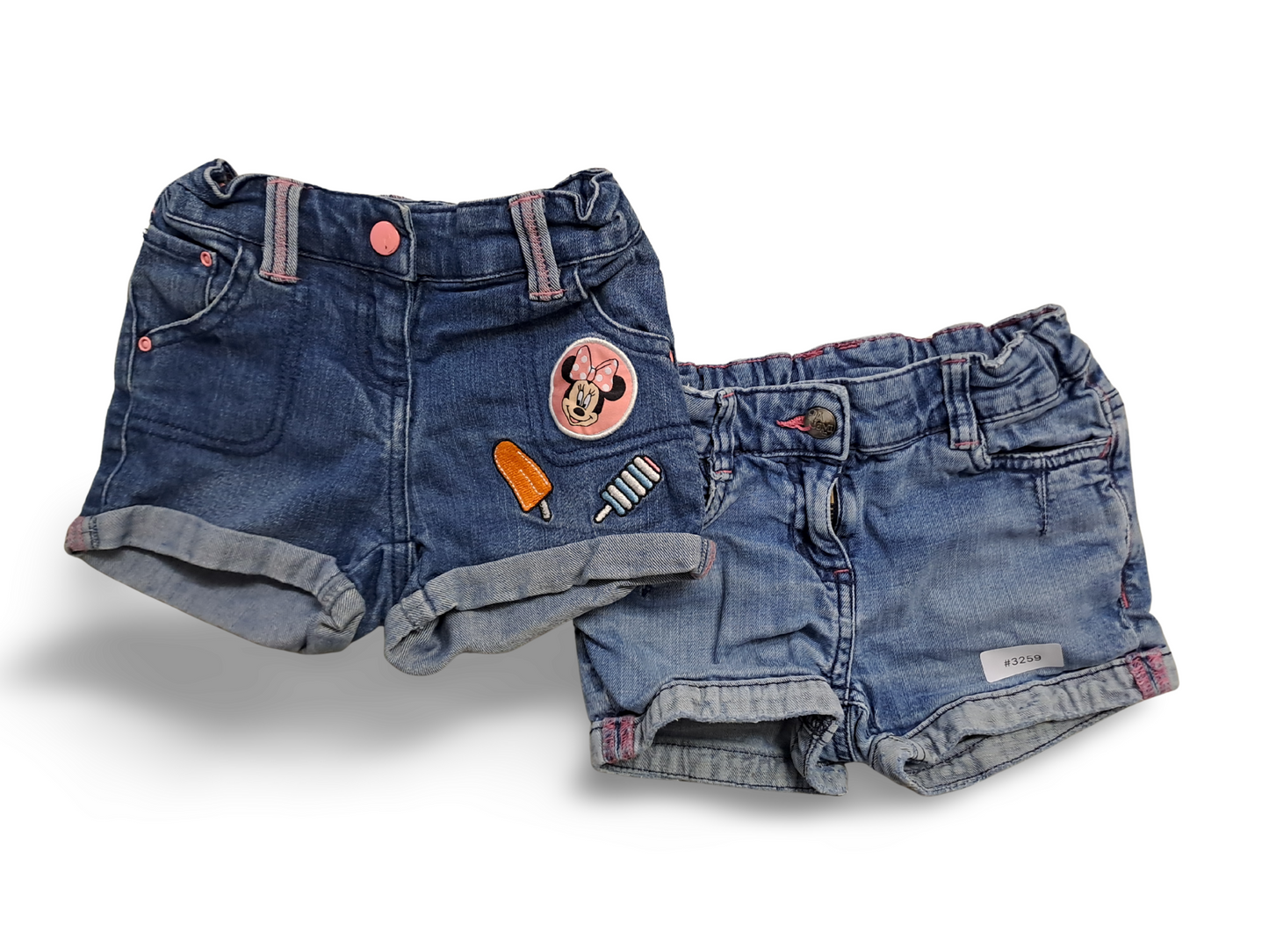 2er Bundle Jeansshorts mit Minnie- und Eis-Patches - Gr. 110
