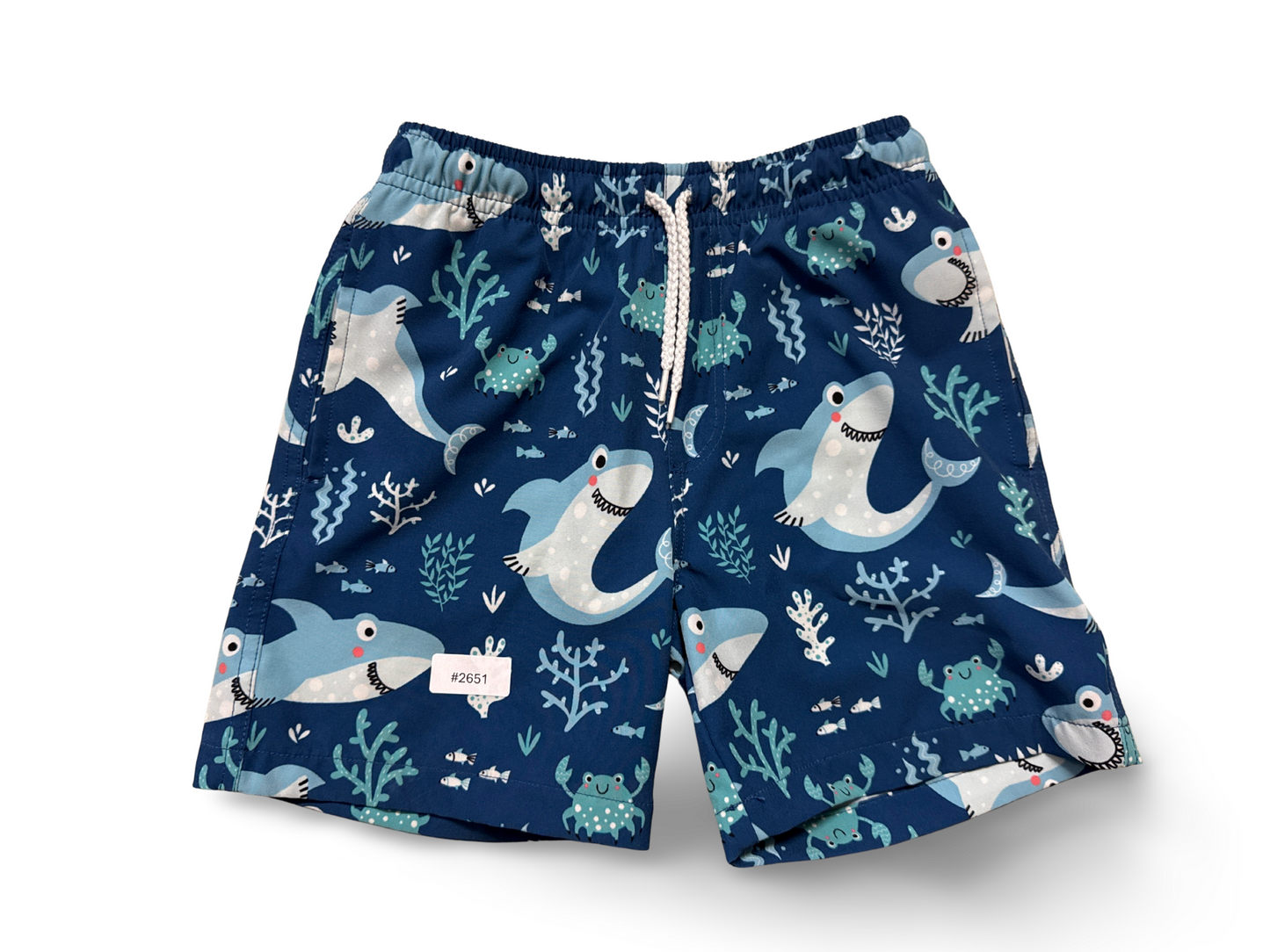 Badeshorts mit Hai- und Meeresmuster - Gr. 104