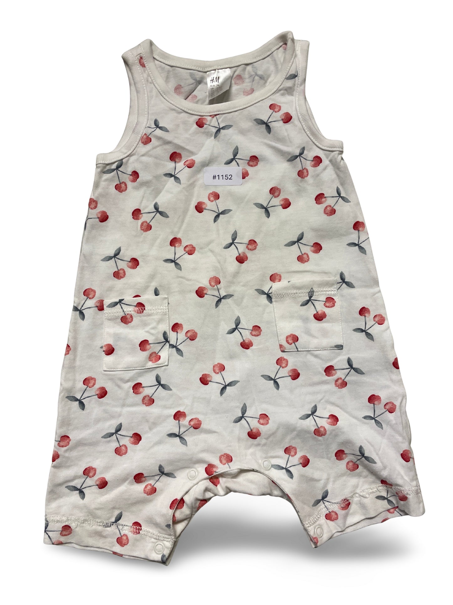 Body kurz / Jumpsuite mit Kirschmuster - Gr. 74