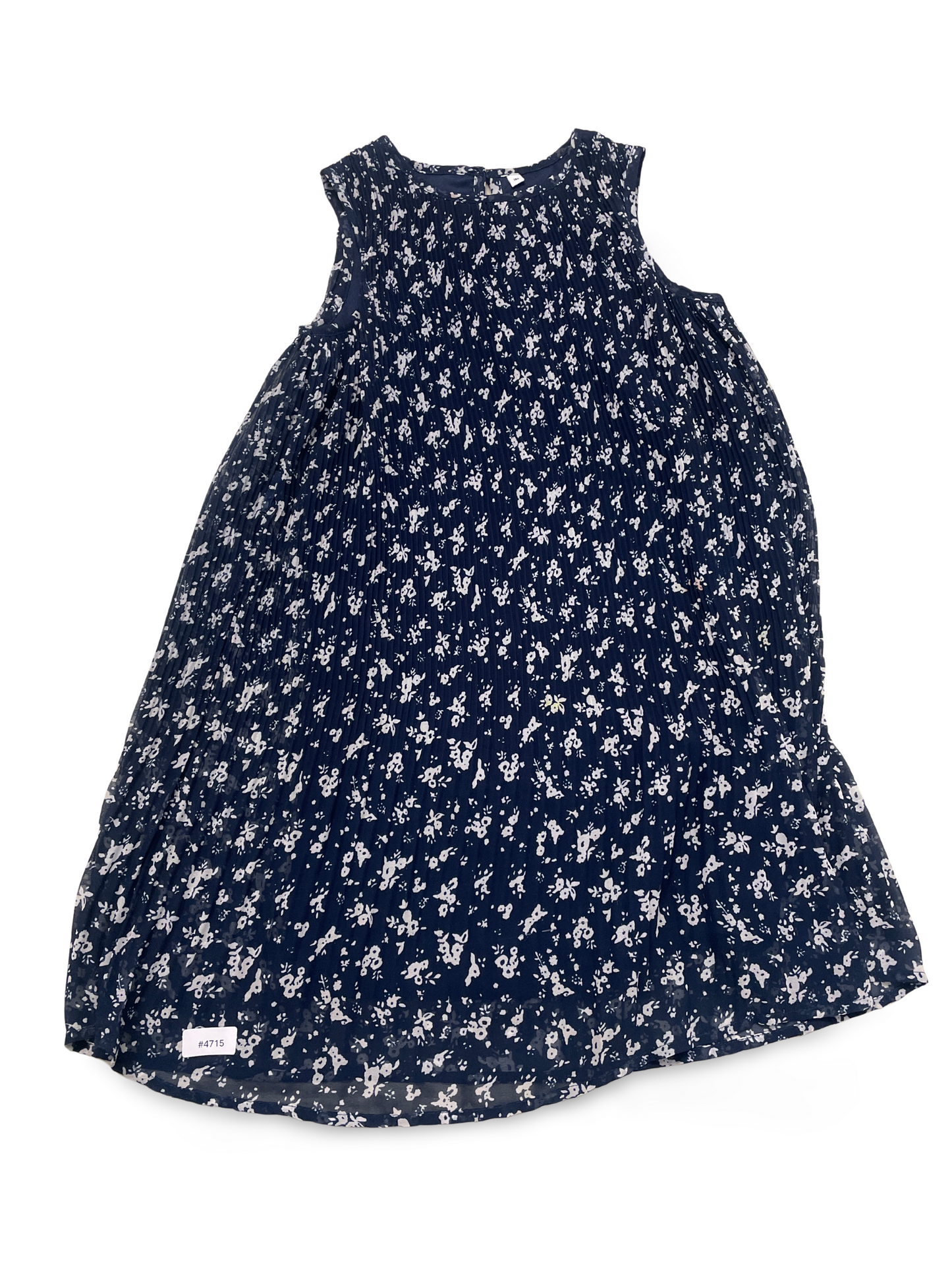 Plissiertes dunkelblaues Blumenkleid - Gr. 140