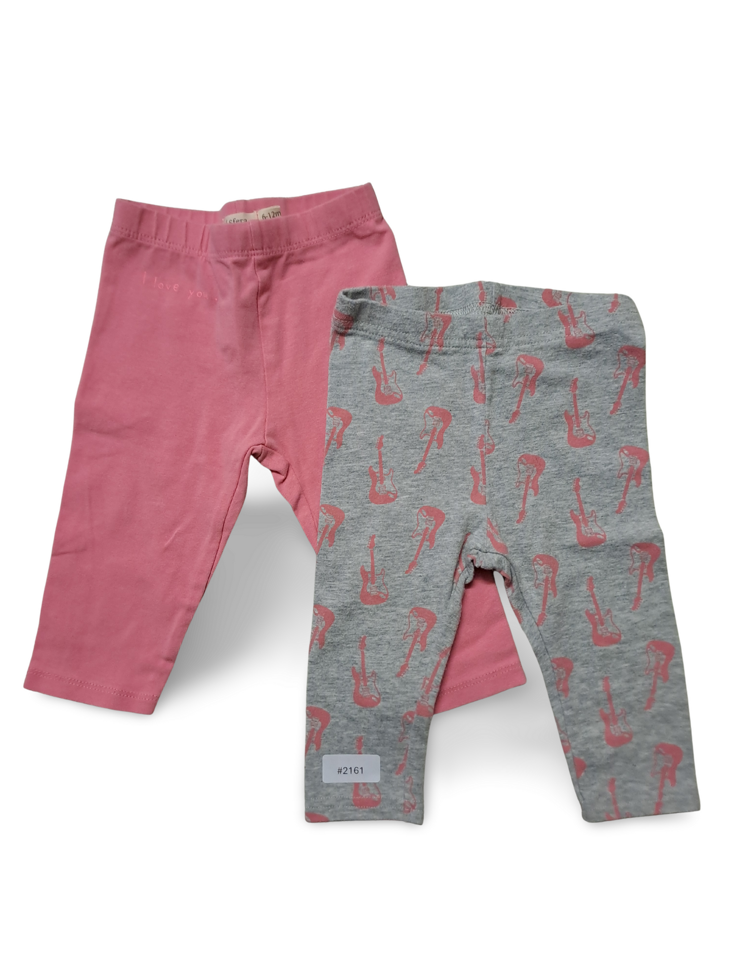 2er Bundle Leggings Rosa und Grau mit Gitarrenprint - Gr. 74