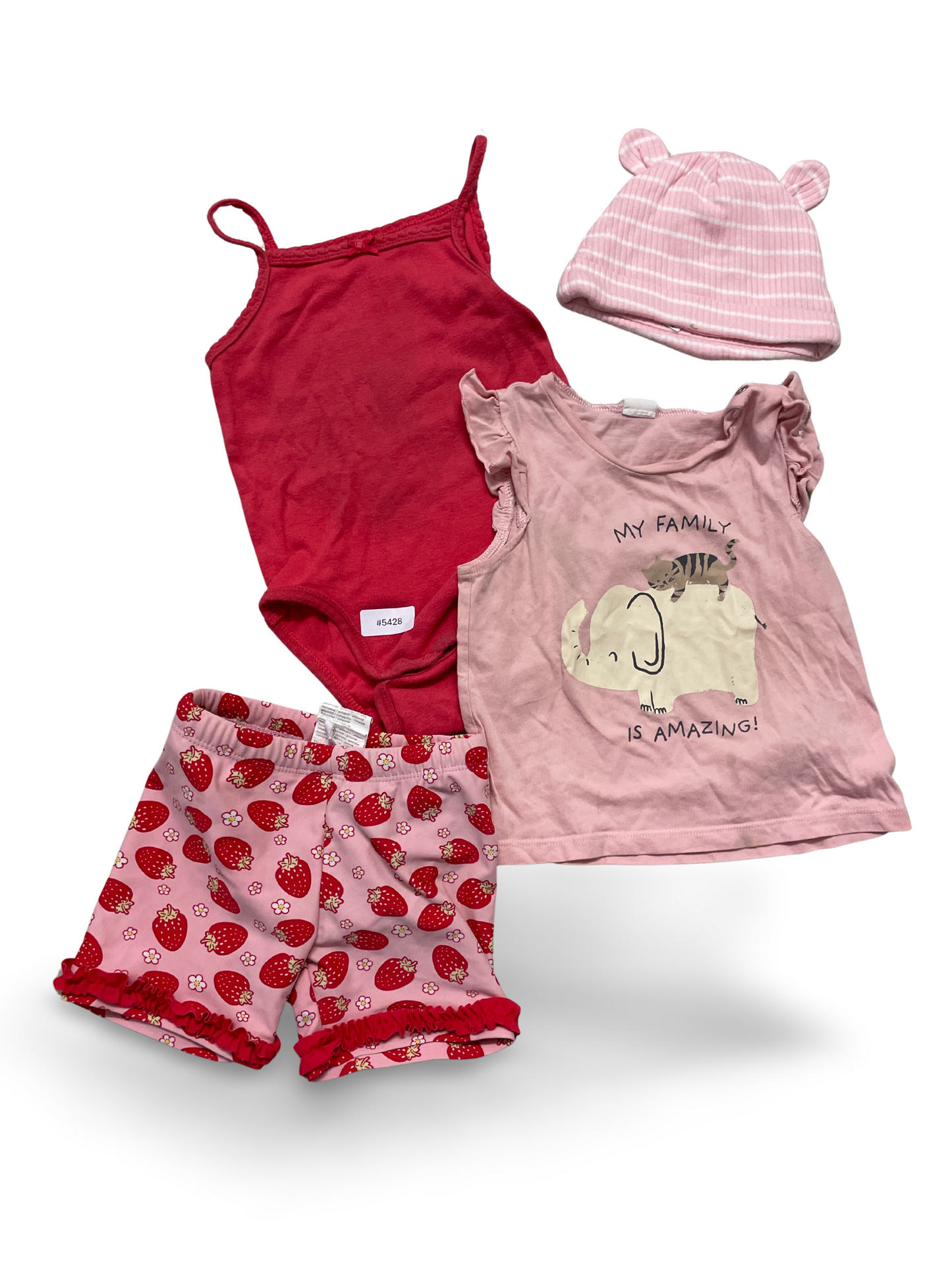 Sommer-Set: Body, Top und Shorts mit Mütze - Gr. 74