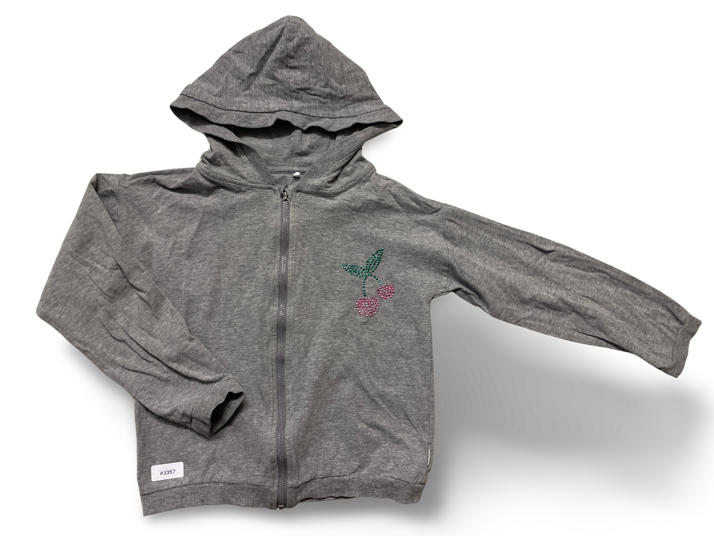 Grey hooded jacket with cherries - size 122