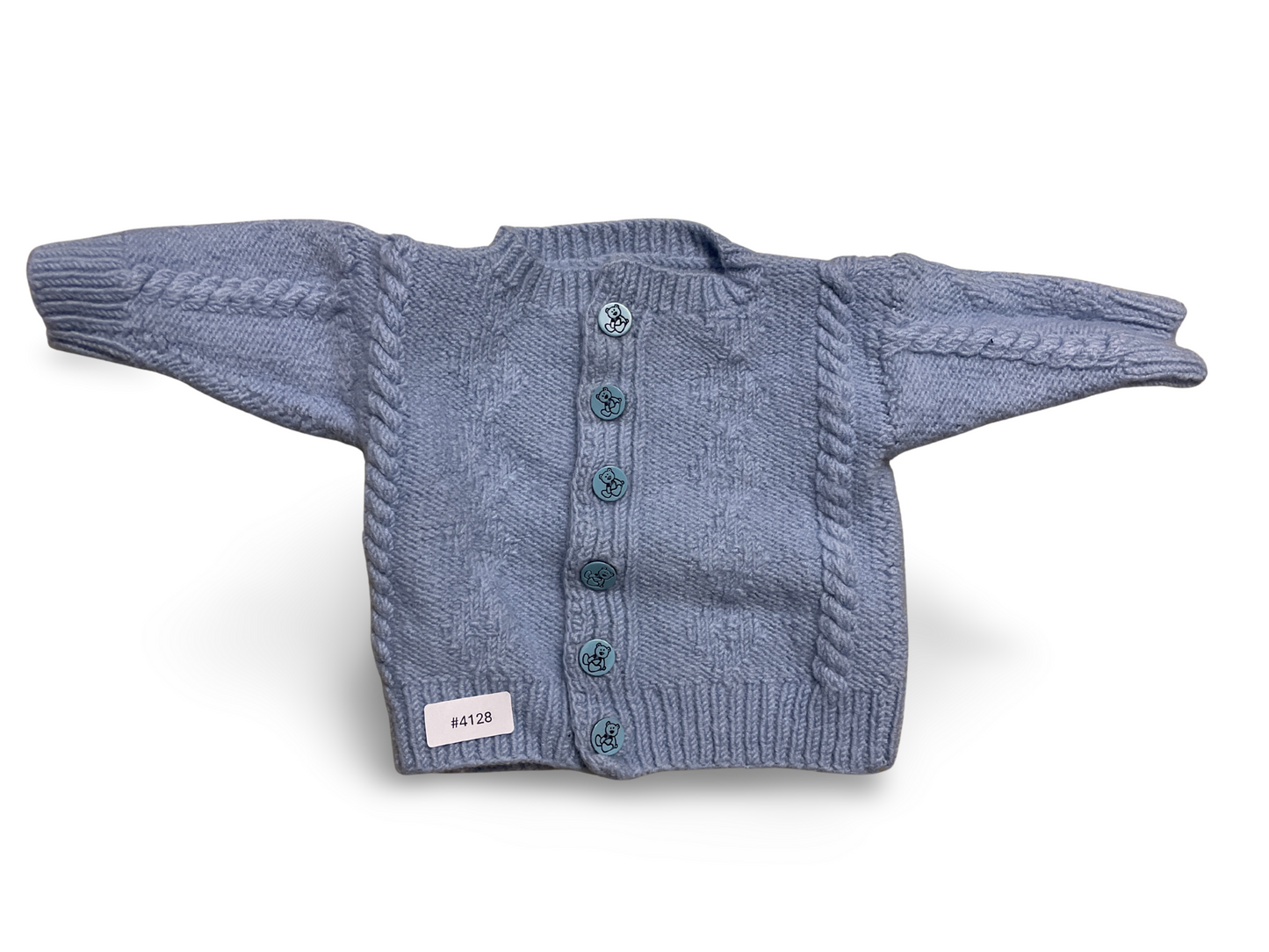 Gestrickte Babyjacke mit Bärchenknöpfen - Gr. 68