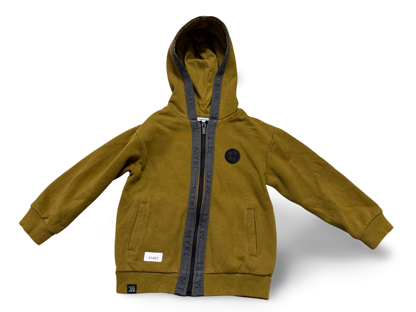 Kapuzenjacke Senfgelb mit Reissverschluss - Gr. 104