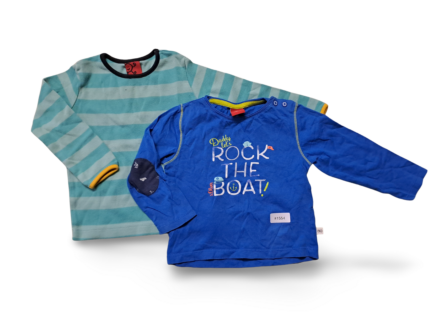 2er Bundle Langarmshirts gestreift und bedruckt - Gr. 80