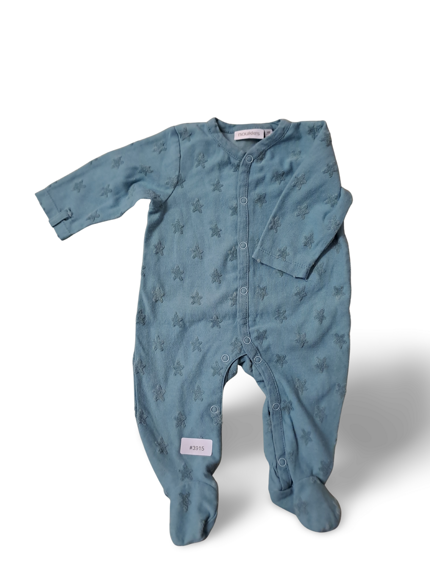 Blauer Strampler mit Sternen und Füssen - Gr. 56