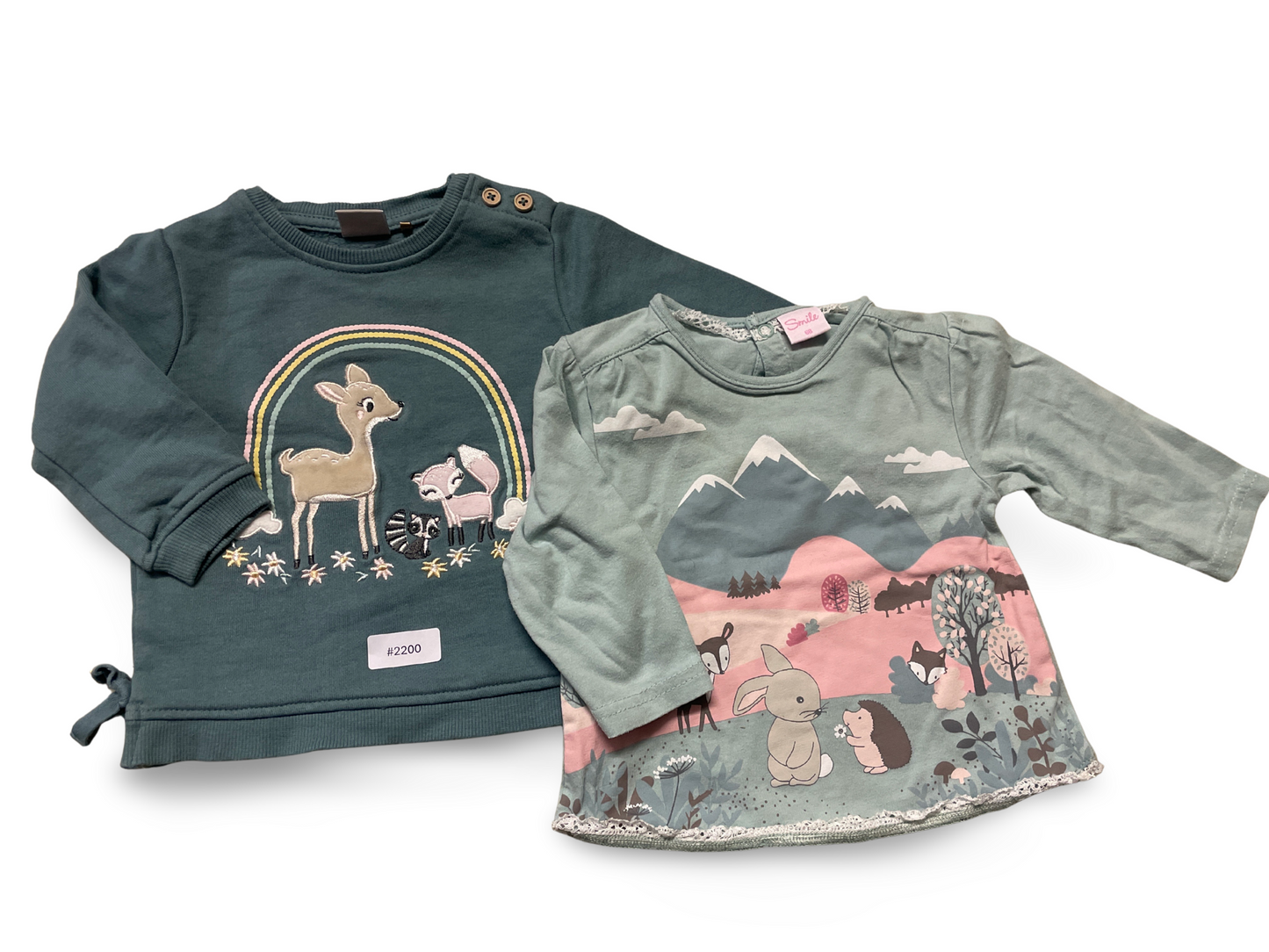 2er Bundle Langarmshirts mit Waldtiermotiven - Gr. 68