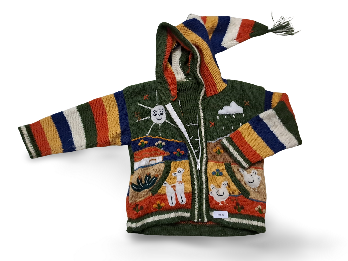 Gestrickte Kapuzenjacke mit Reissverschluss - Gr. 116