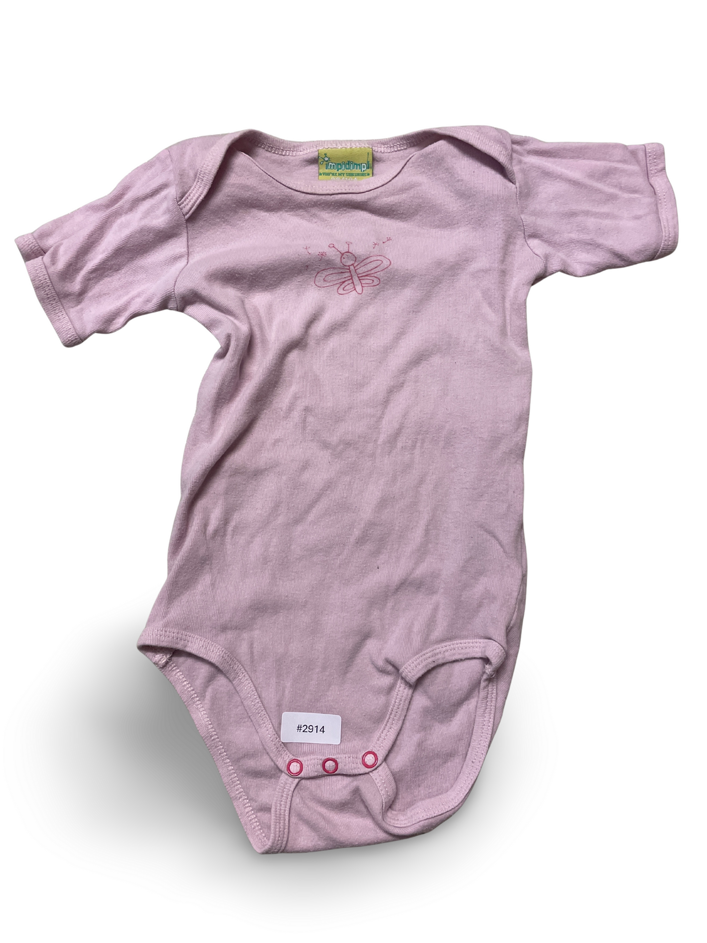 Rosa Kurzarmbody mit Schmetterling - Gr. 98