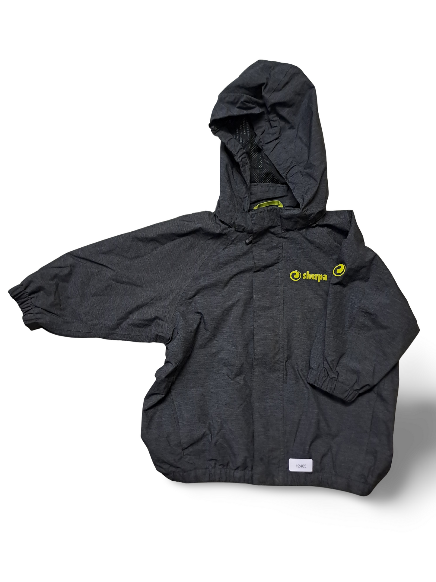 Grau melierte Regenjacke mit Kapuze - Gr. 104