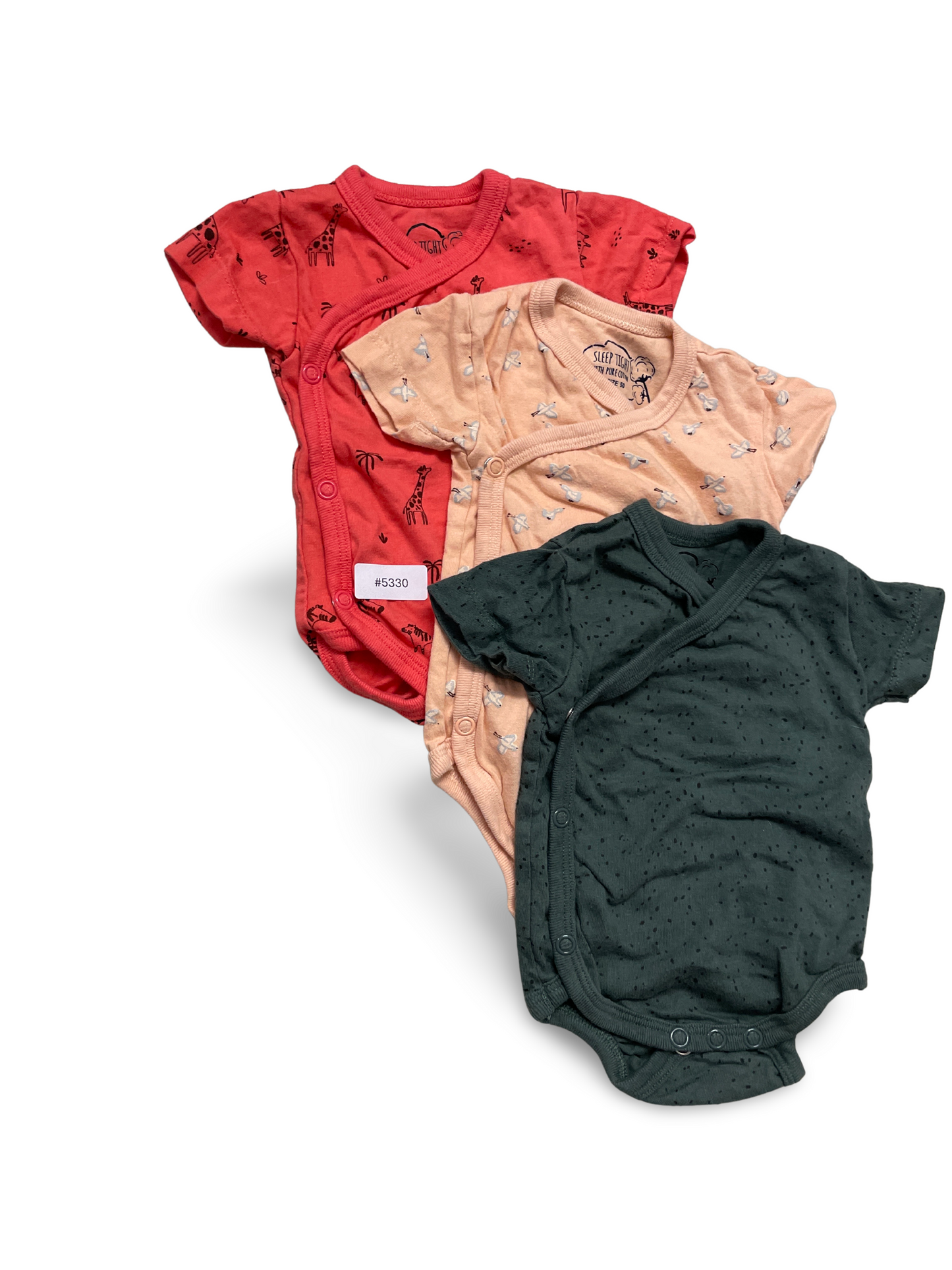 3er Bundle Wickelbody Kurzarm gemustert - Gr. 50