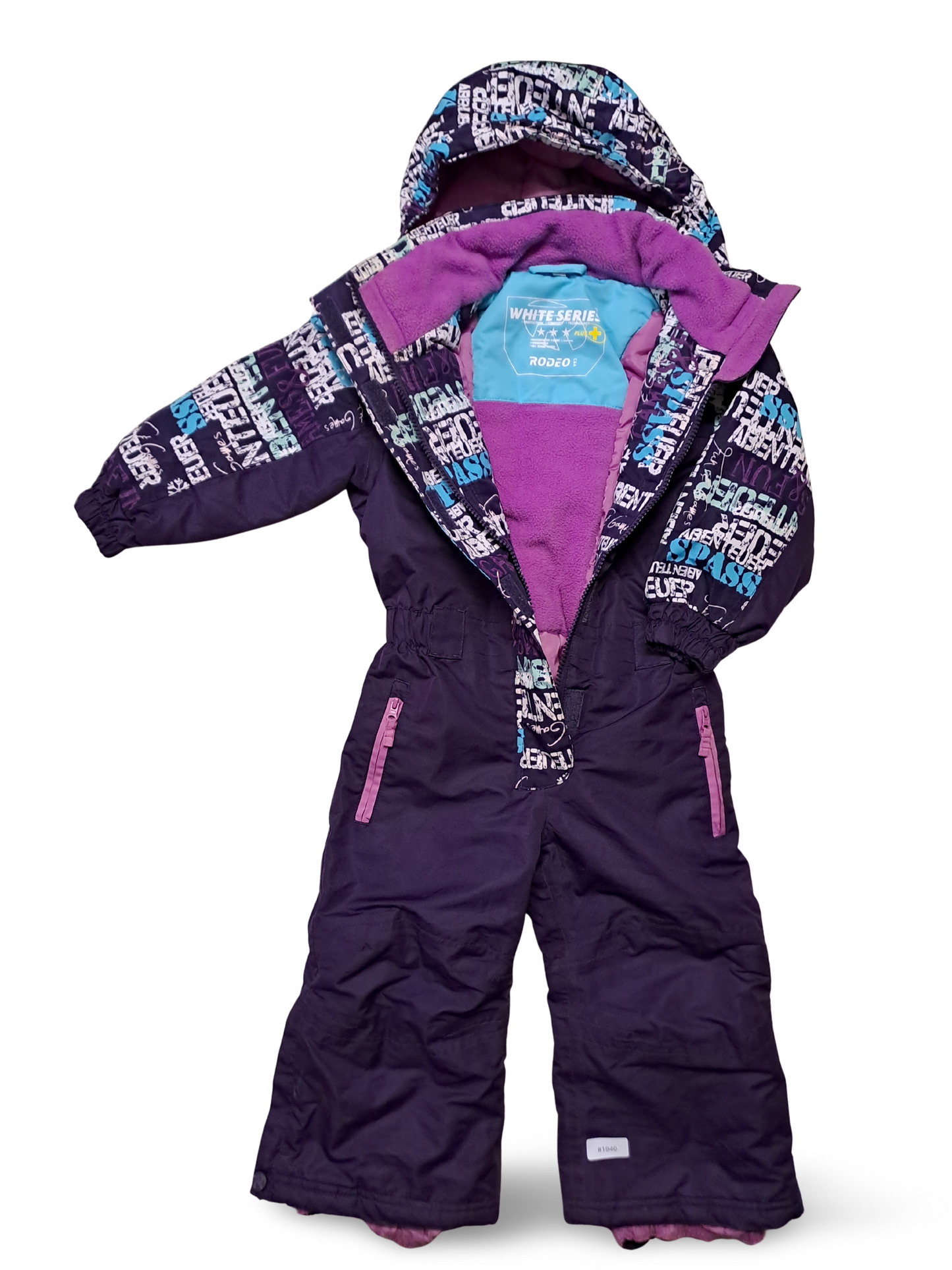 Schneeanzug lila gefüttert mit Kapuze - Gr. 98