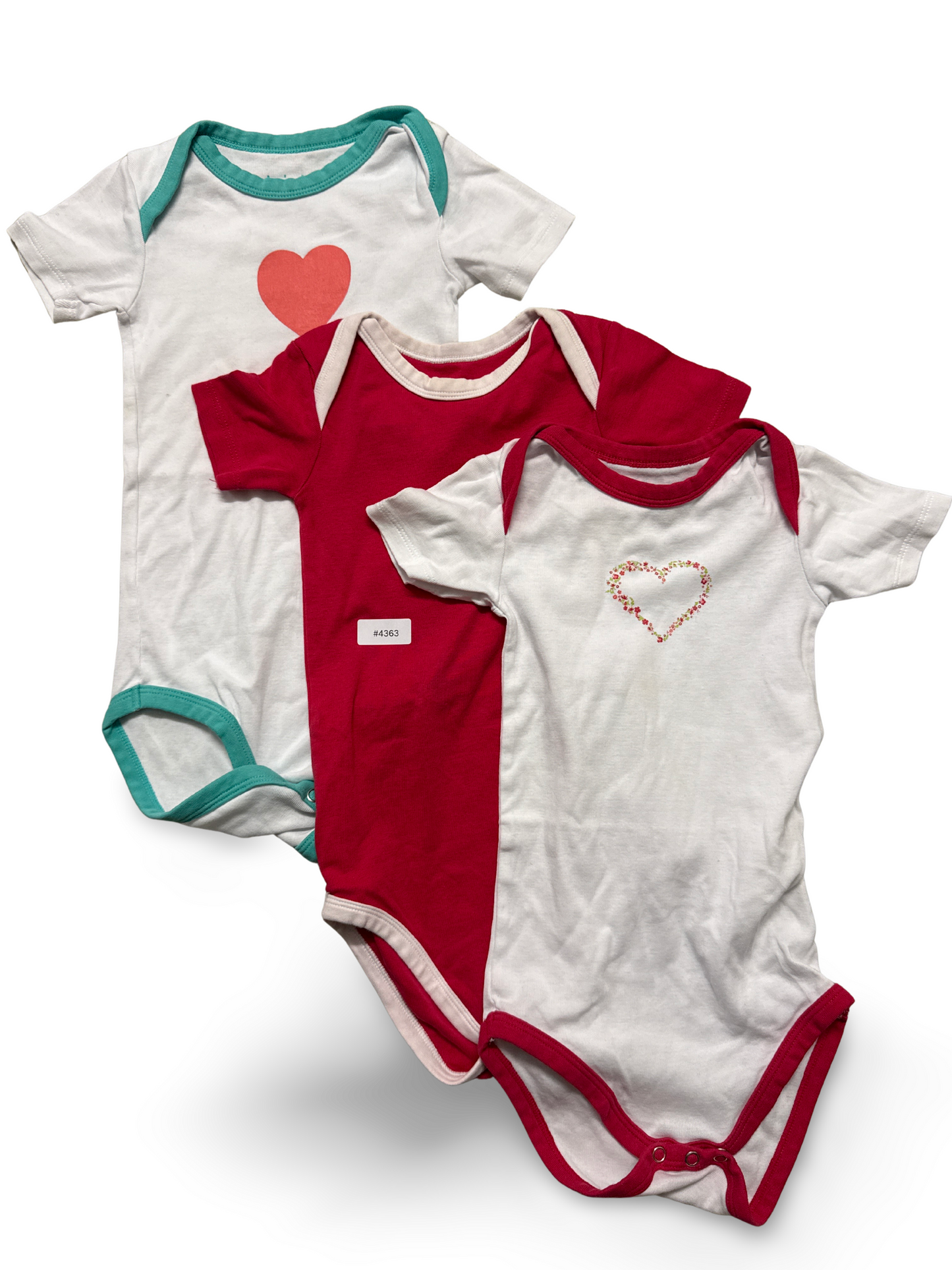 3er Bundle Bodys mit Herzmotiven - Gr. 98