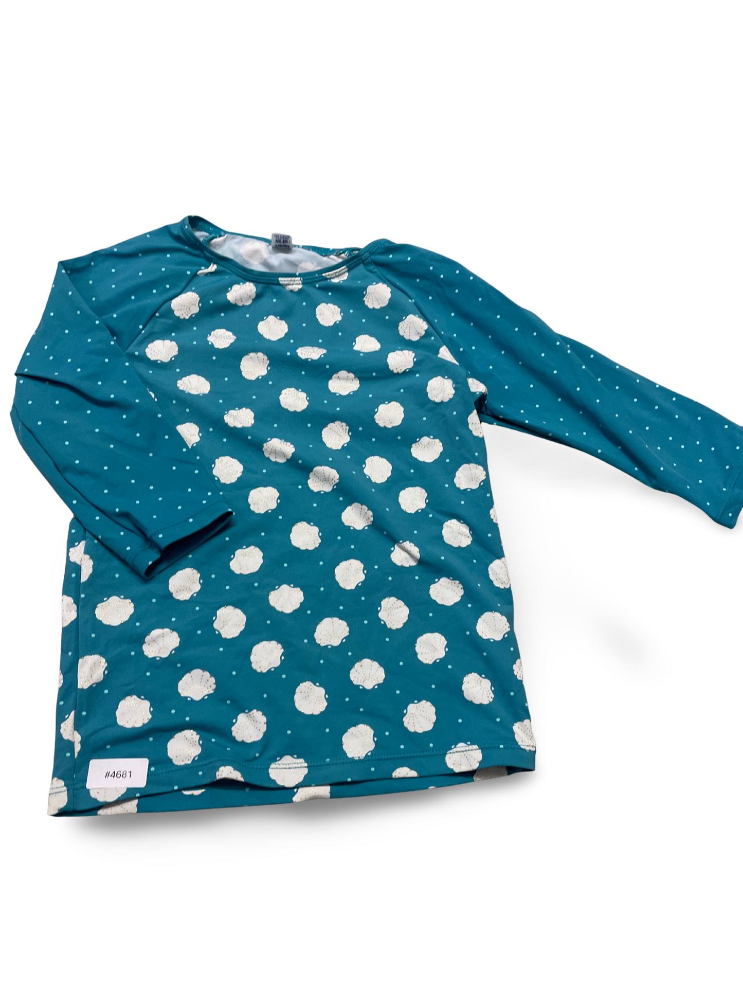 Langarmshirt petrol mit weissen Muscheln - Gr. 128