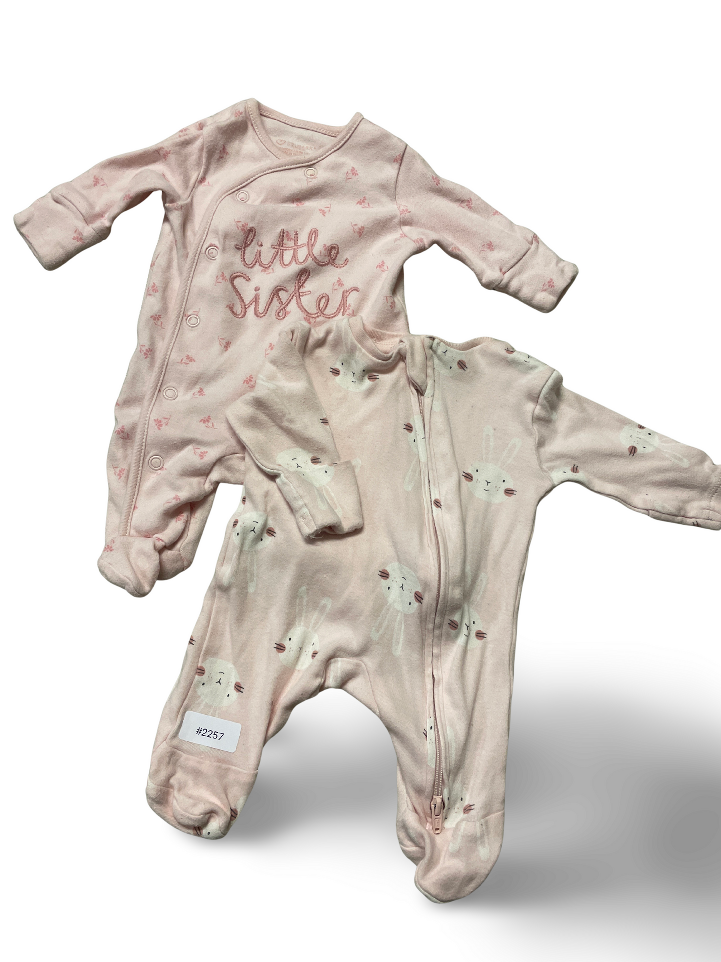 2er Bundle Strampler rosa mit Hasenmotiv - Gr. 50