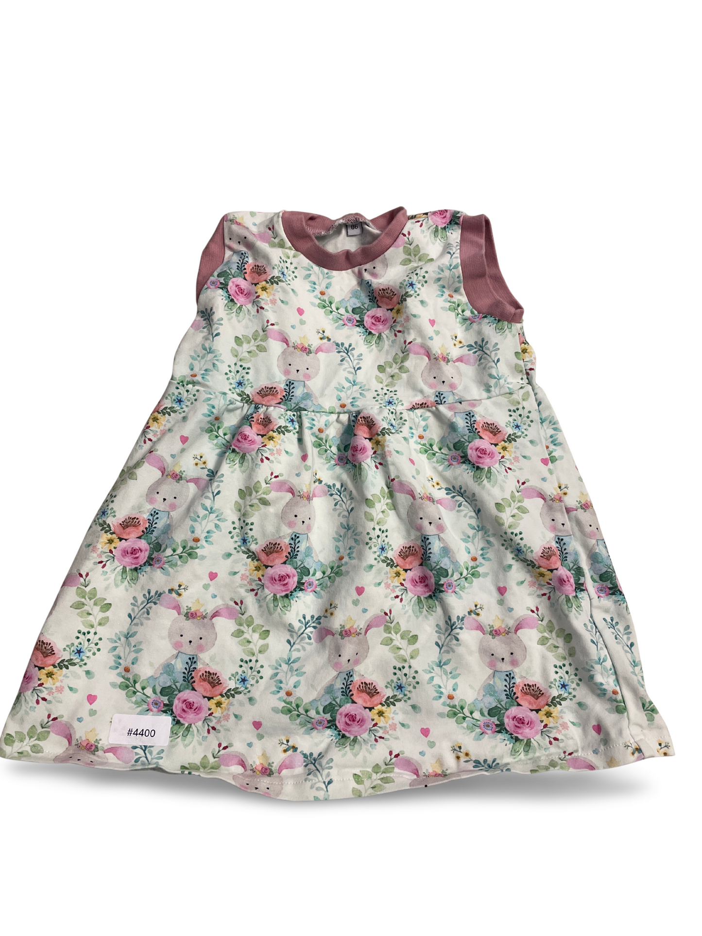 Kleid mit Hasen- und Blumenmuster - Gr. 86
