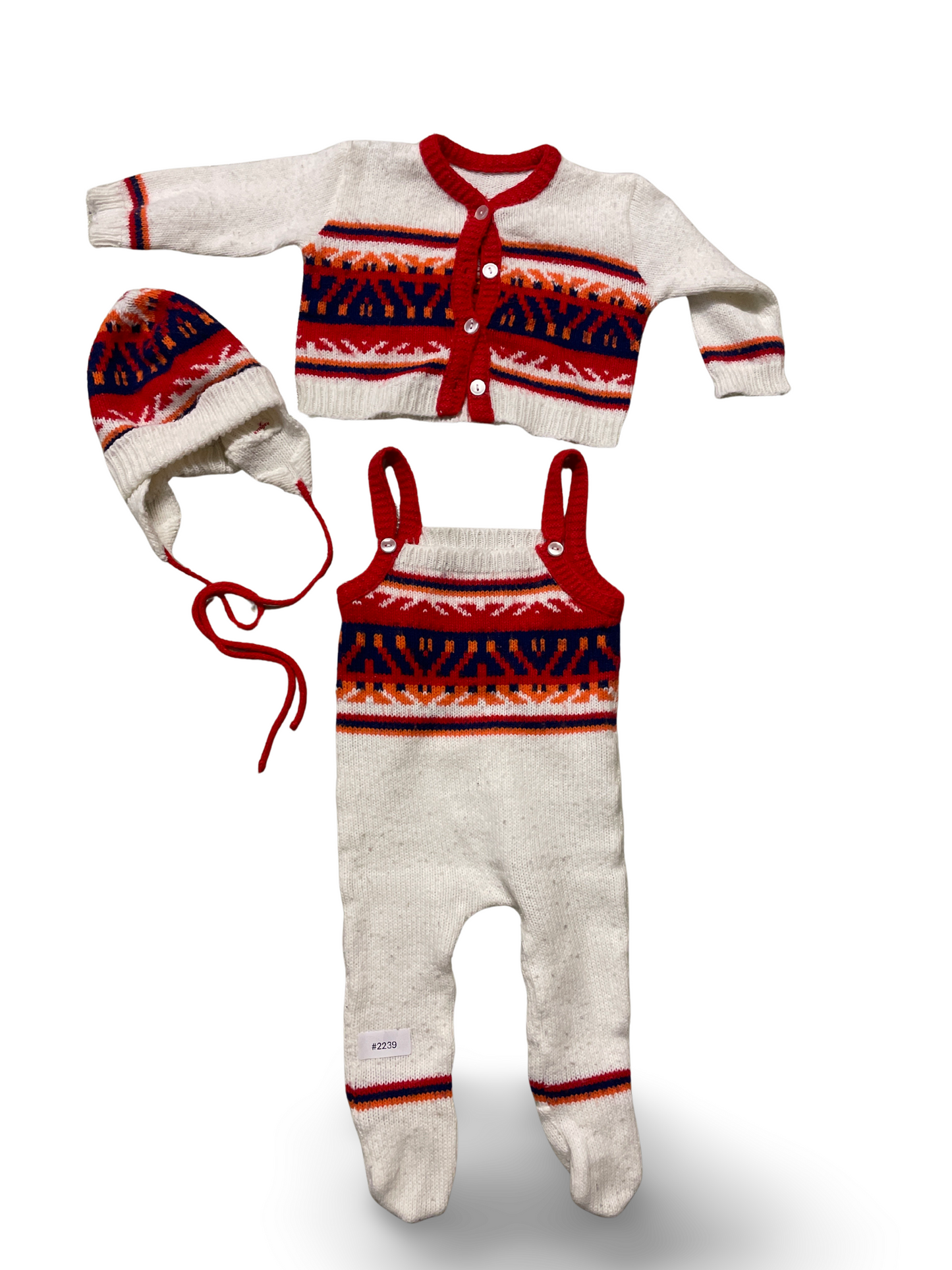 Gestricktes Set Strampler mit Jacke und Mütze - Gr. 62