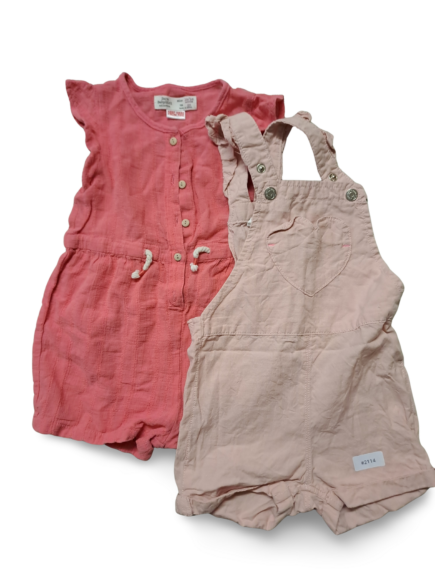 2er Bundle Strampler kurzarm rosa und koralle - Gr. 86