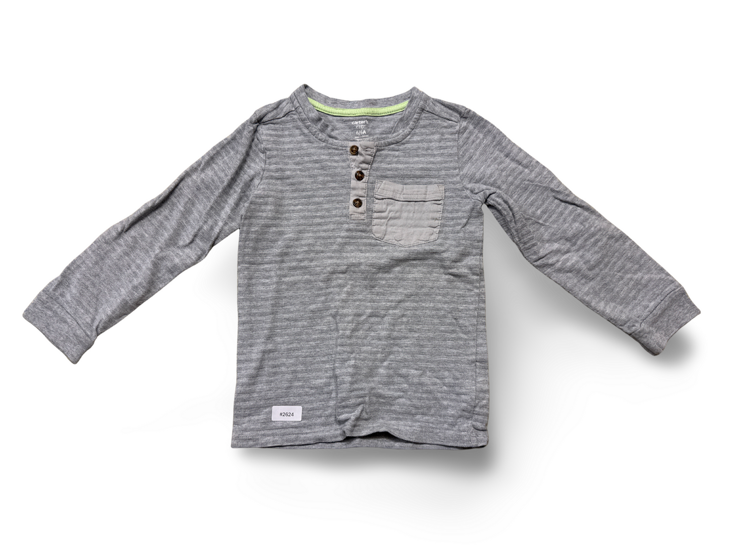 Langarmshirt mit Knopfleiste und Brusttasche - Gr. 116