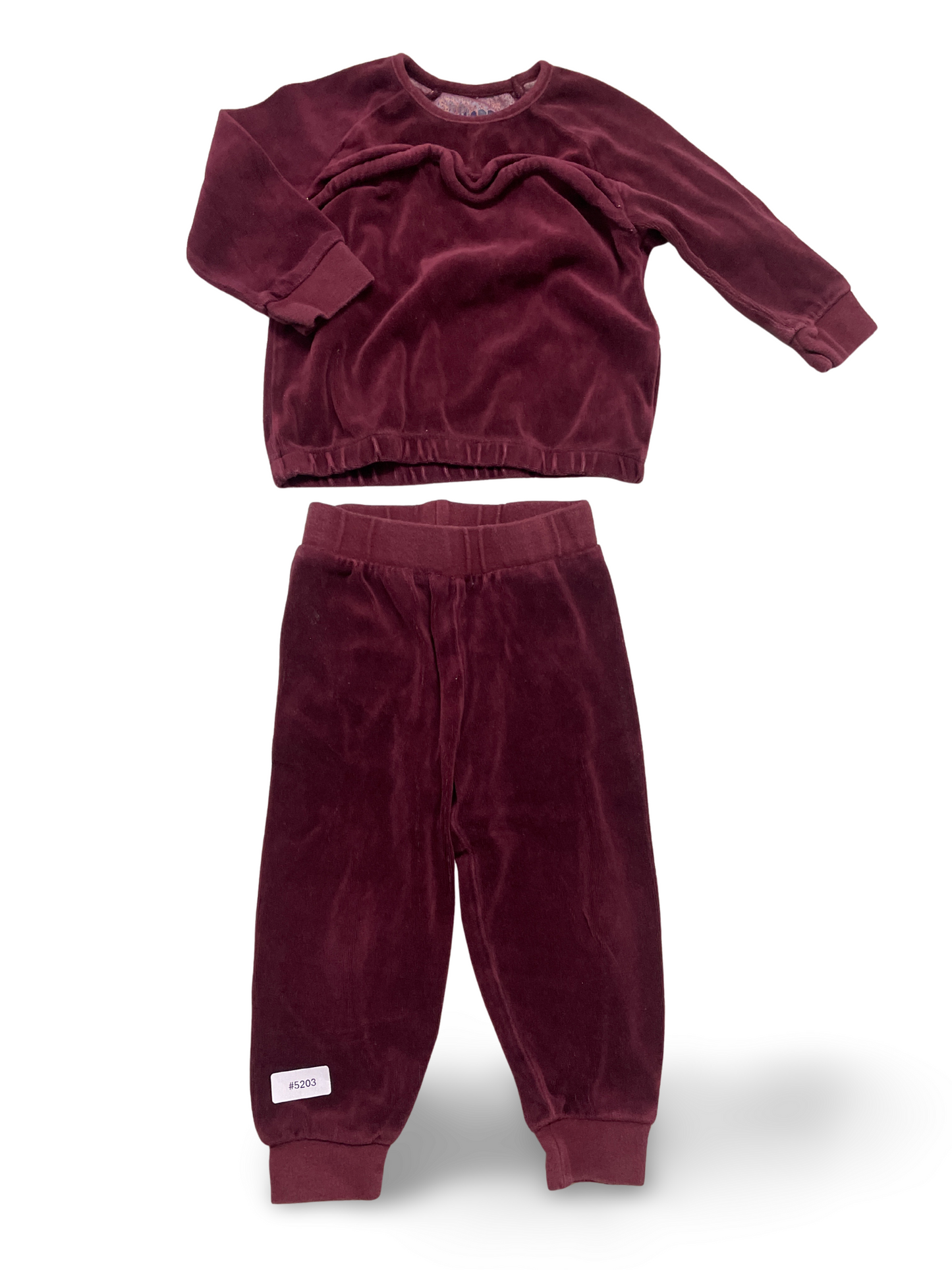 Bordeaux Velours Set mit Sweatshirt und Jogginghose - Gr. 86