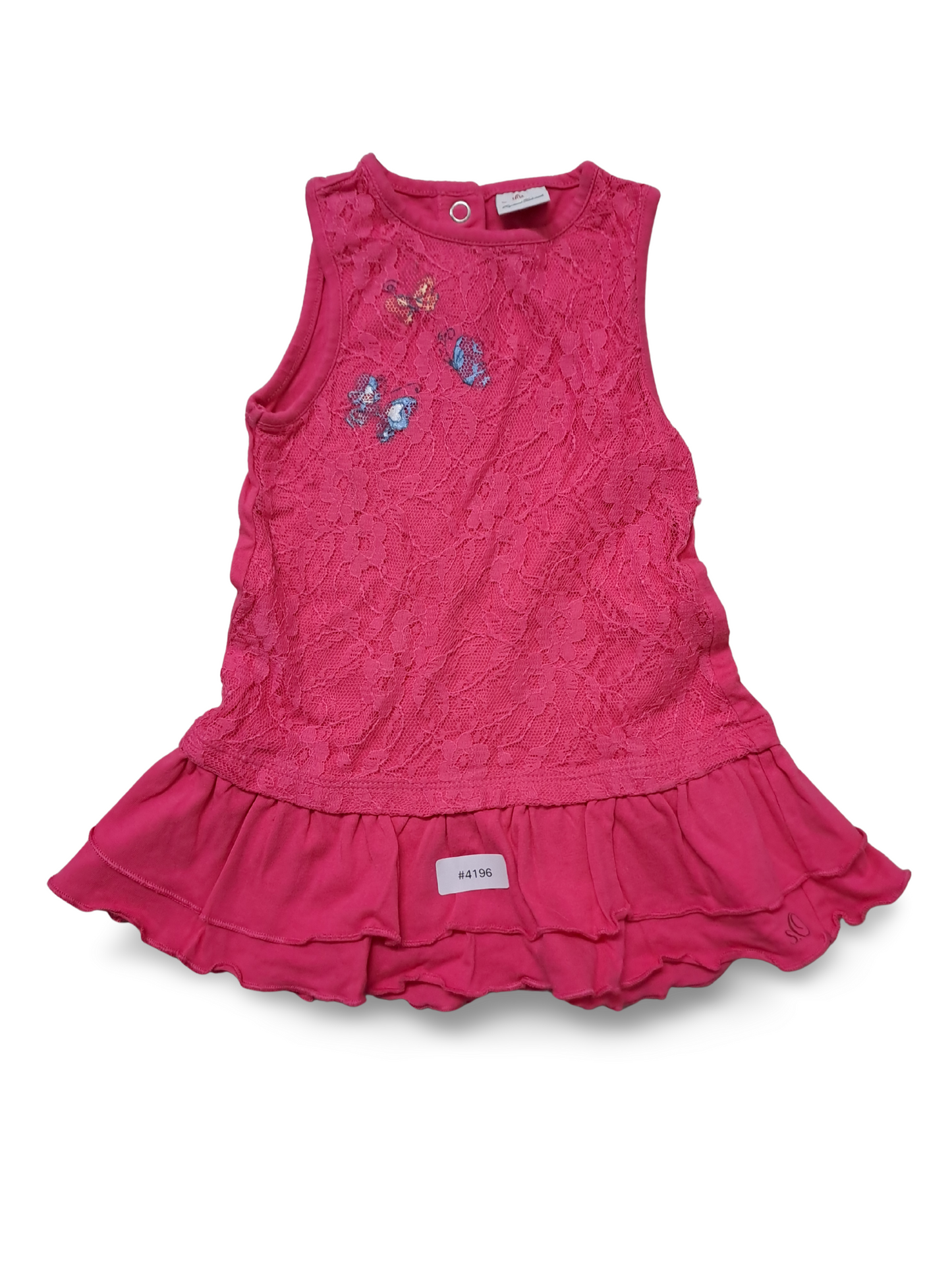 Rosa Spitzenkleid mit Volant - Gr. 74