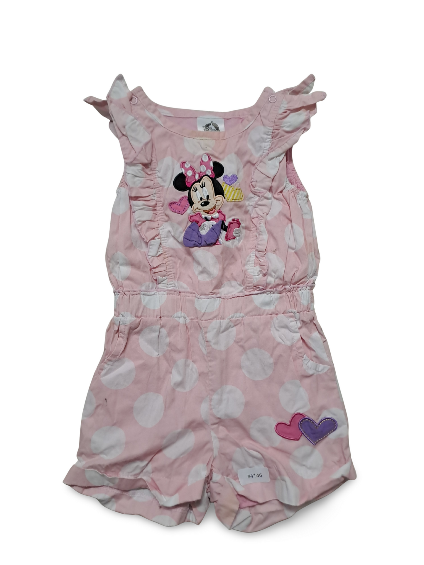 Rosa gepunkteter Minnie Strampler - Gr. 92