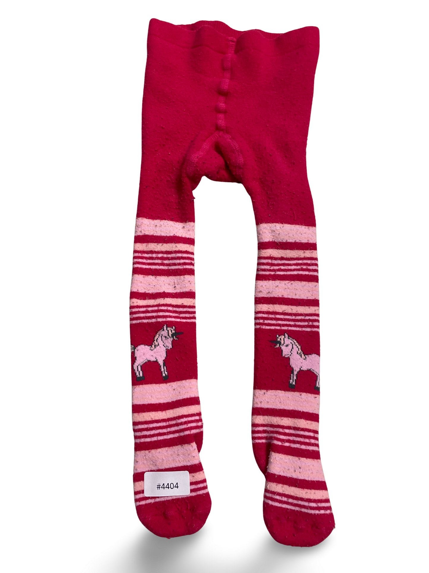 Rote Strumpfhose mit Einhorn und Streifen - Gr. 86