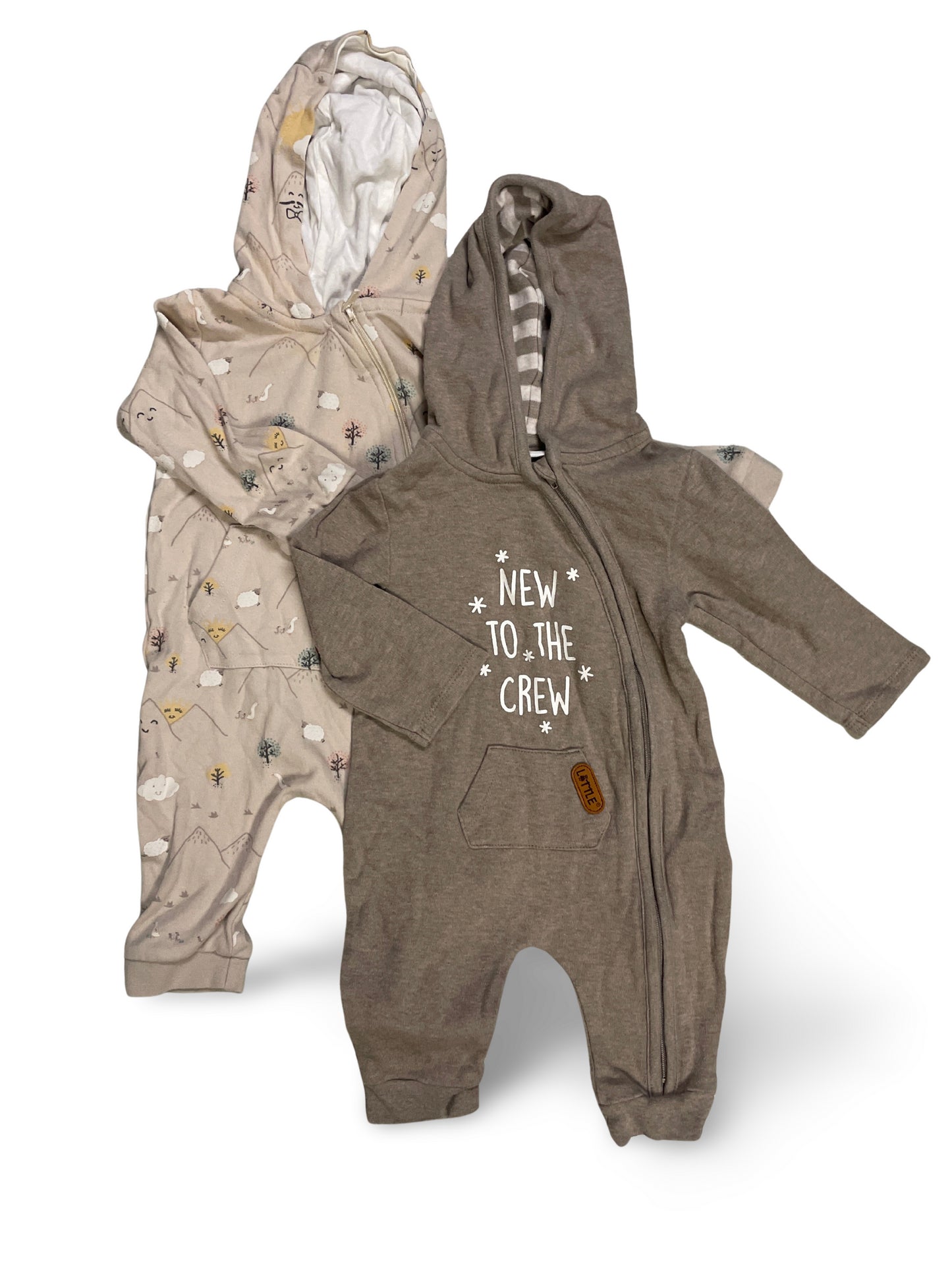 2er Bundle - Strampler mit Kaputze lang - Gr. 68