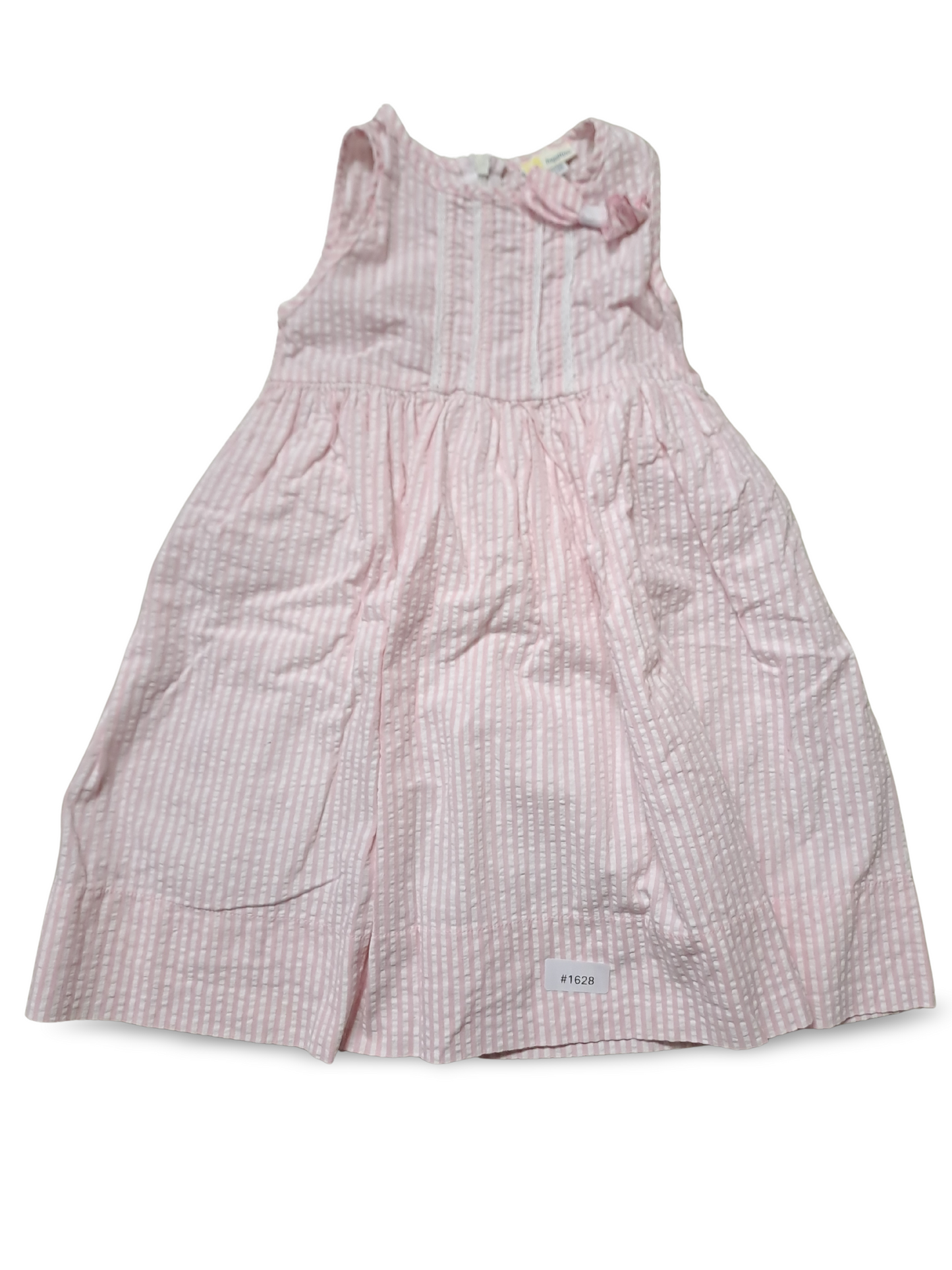 Rosa gestreiftes Sommerkleid mit Schleife - Gr. 92