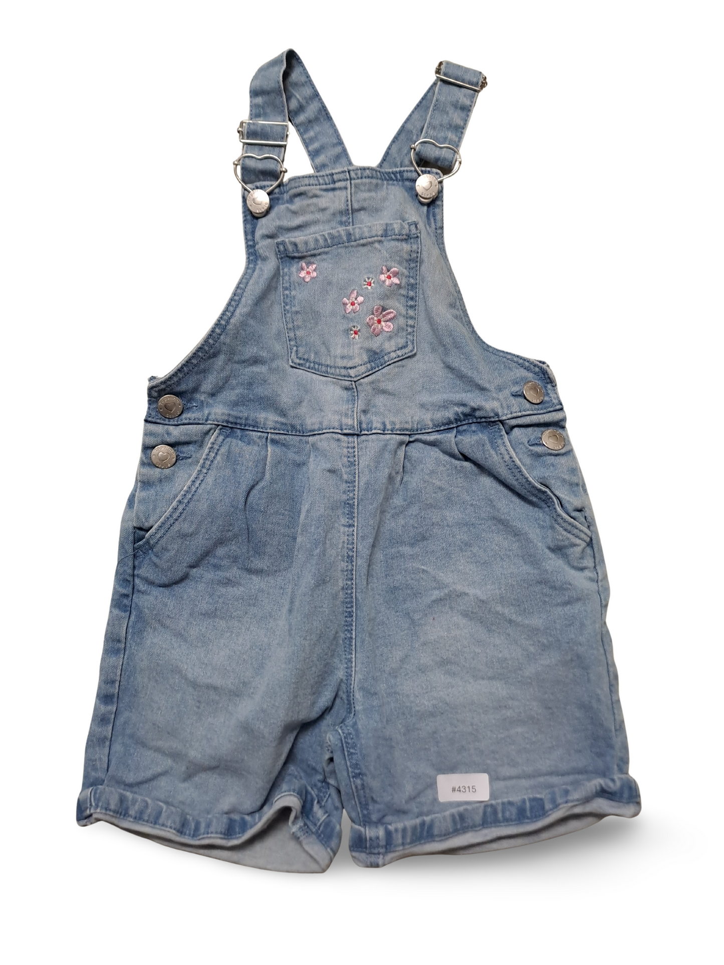 Jeans-Latzhose mit Blumenstickerei - Gr. 104