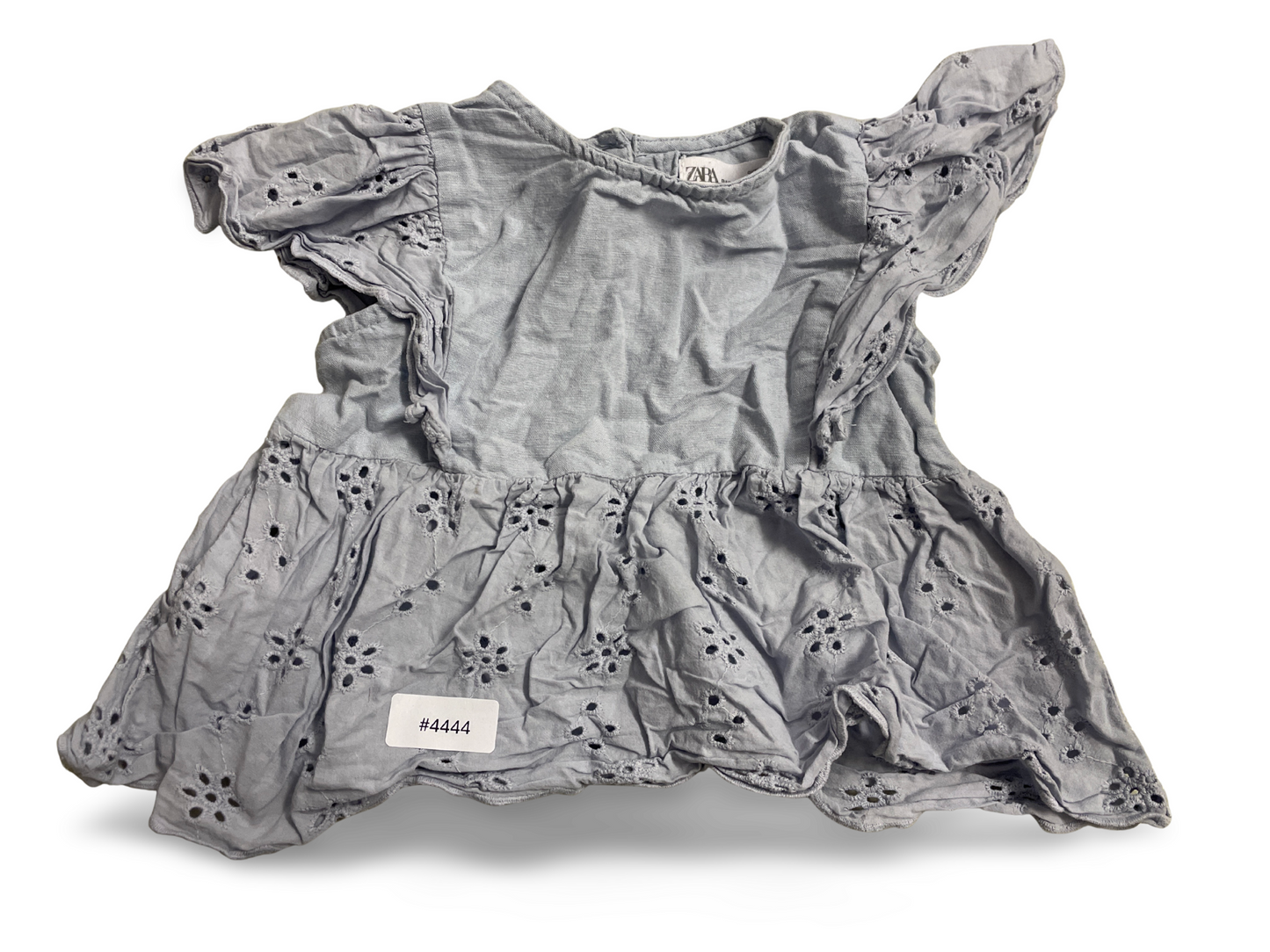 Robe bébé bleu clair avec broderie ajourée - Taille 74