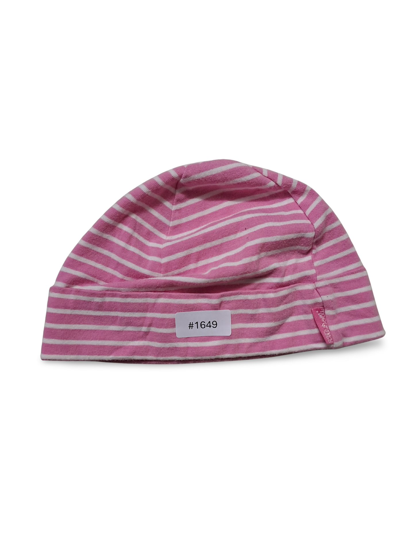 Gestreifte Babymütze Rosa-Weiss - Gr. 92