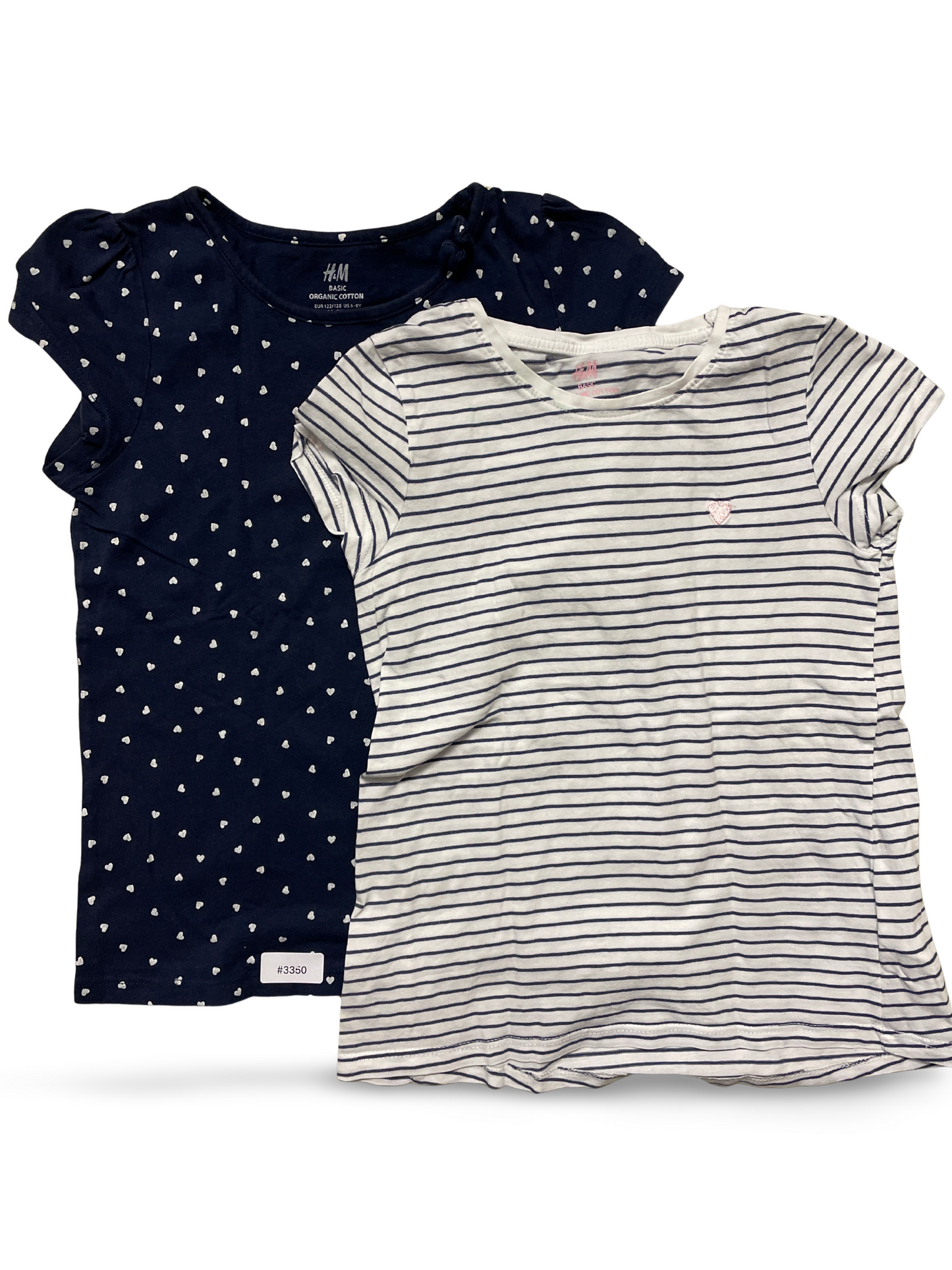 Bundle of 2 striped T-shirts with hearts - size 122