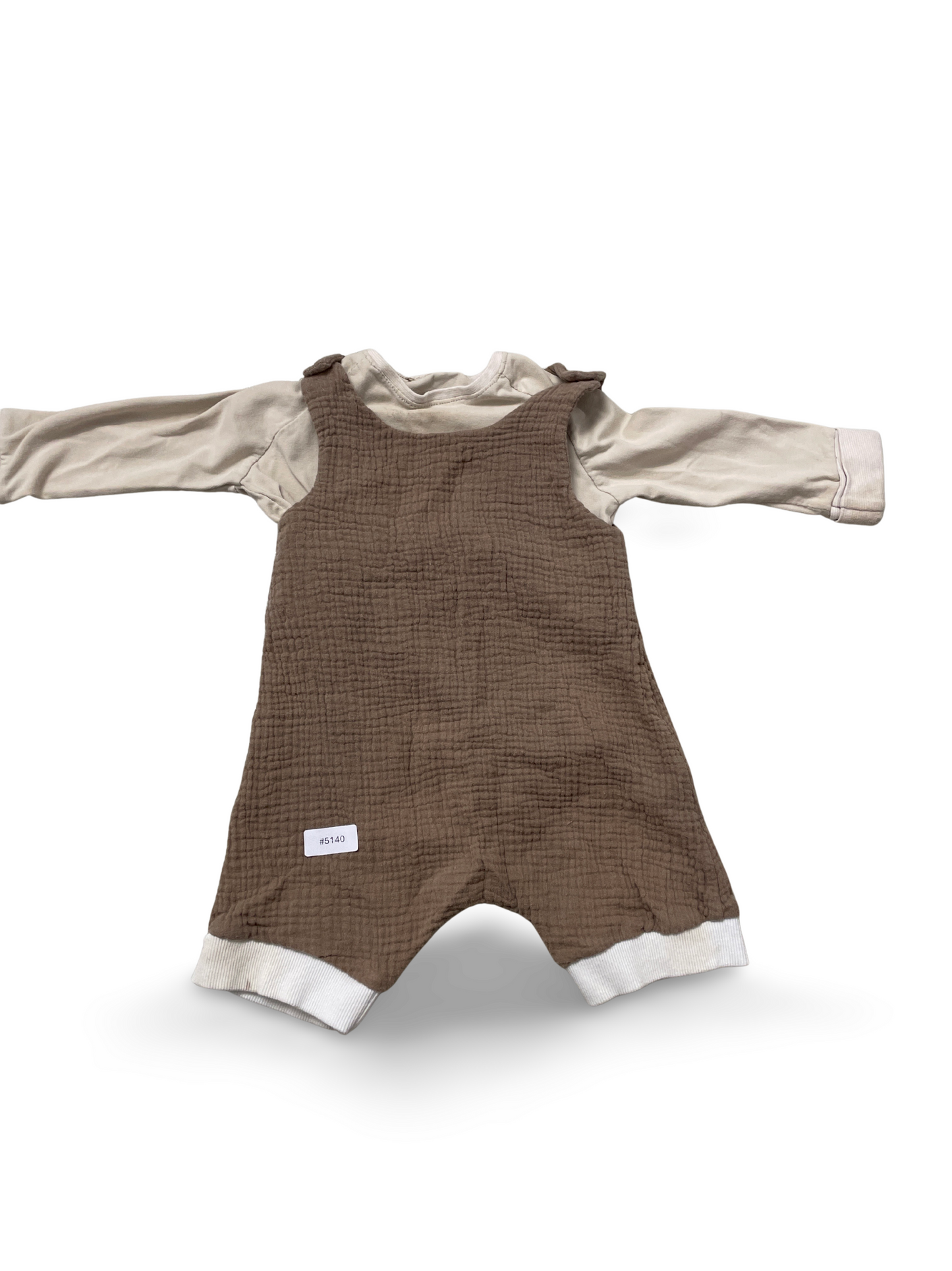 Brauner Musselin-Strampler mit Langarmshirt - Gr. 86