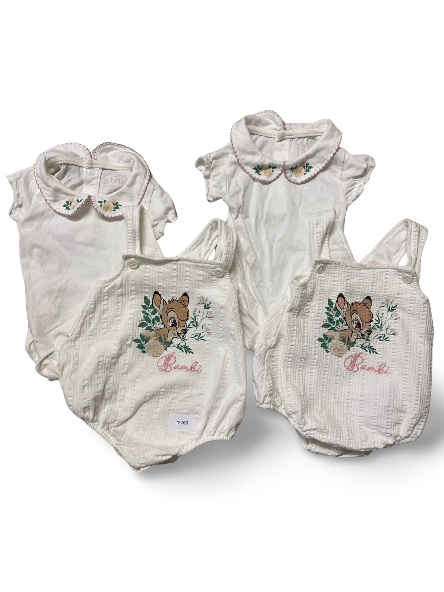 2er Bundle Strampler Bambi und 2er Bundle Bodys mit Kragen - Gr. 50