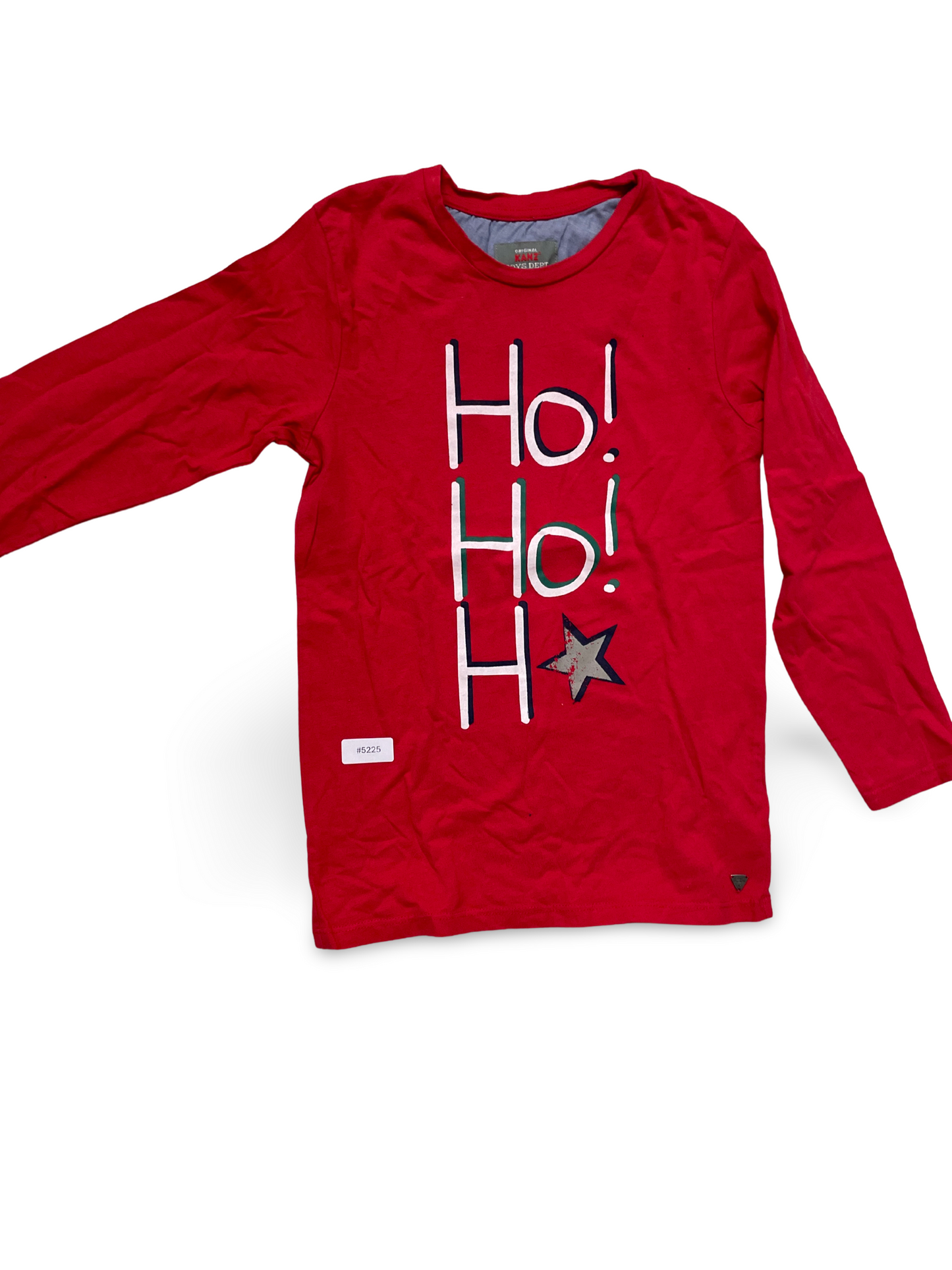 Langarmshirt rot mit Ho! Ho! Ho! Aufdruck - Gr. 125