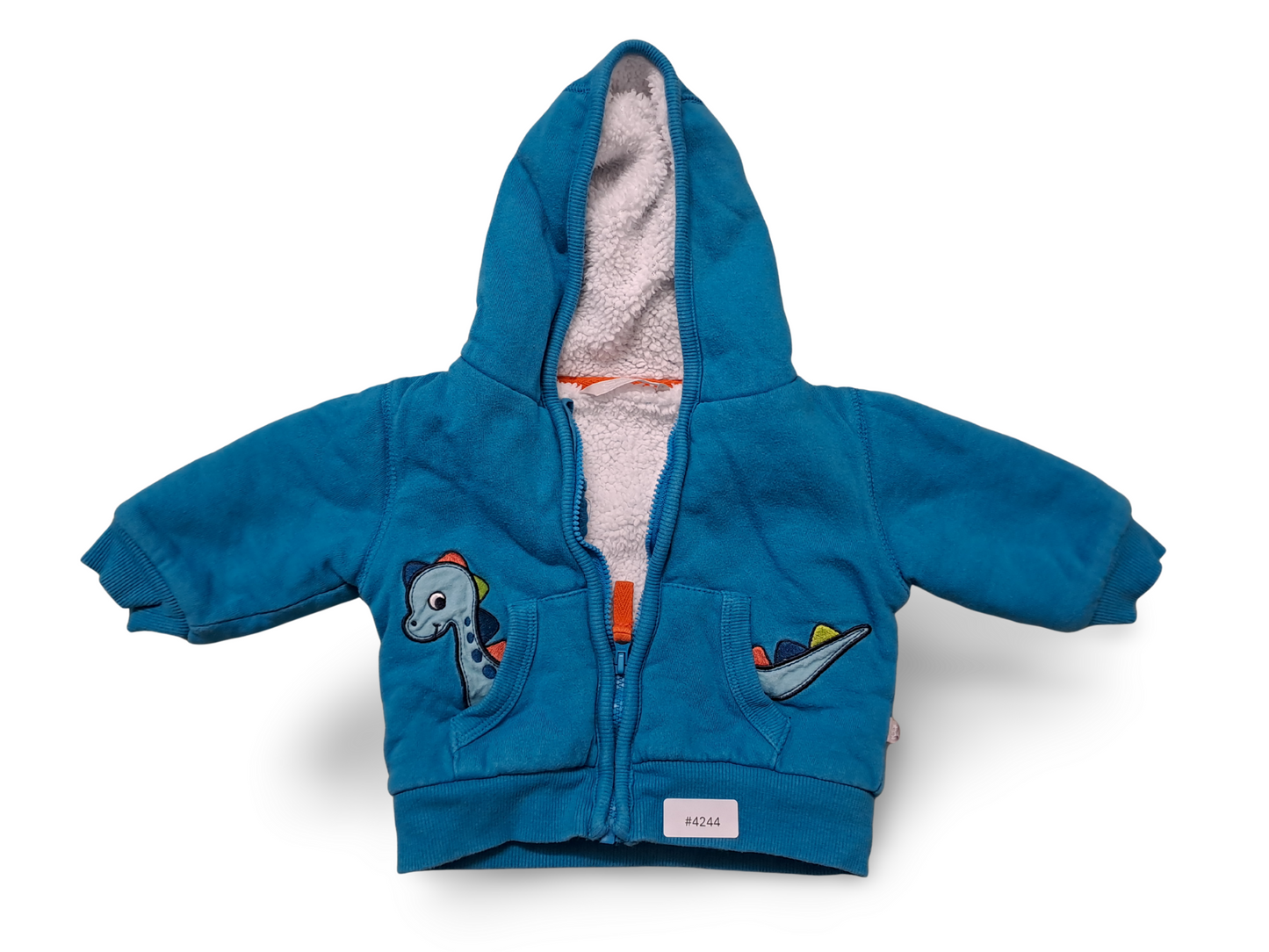 Gefütterte Kapuzenjacke mit Dino-Applikation - Gr. 62