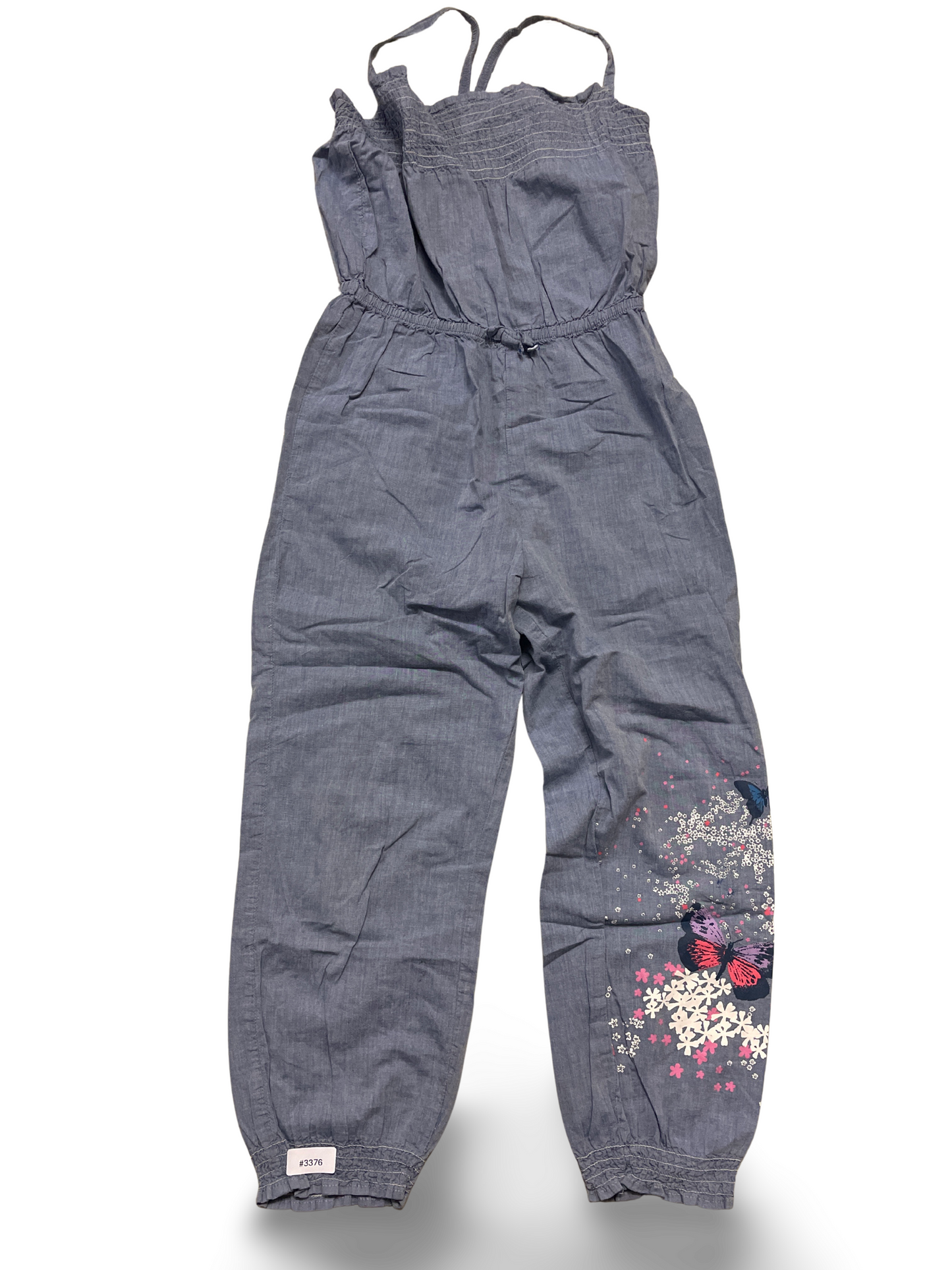 Mädchen Jumpsuit blau mit Schmetterlingen - Gr. 122