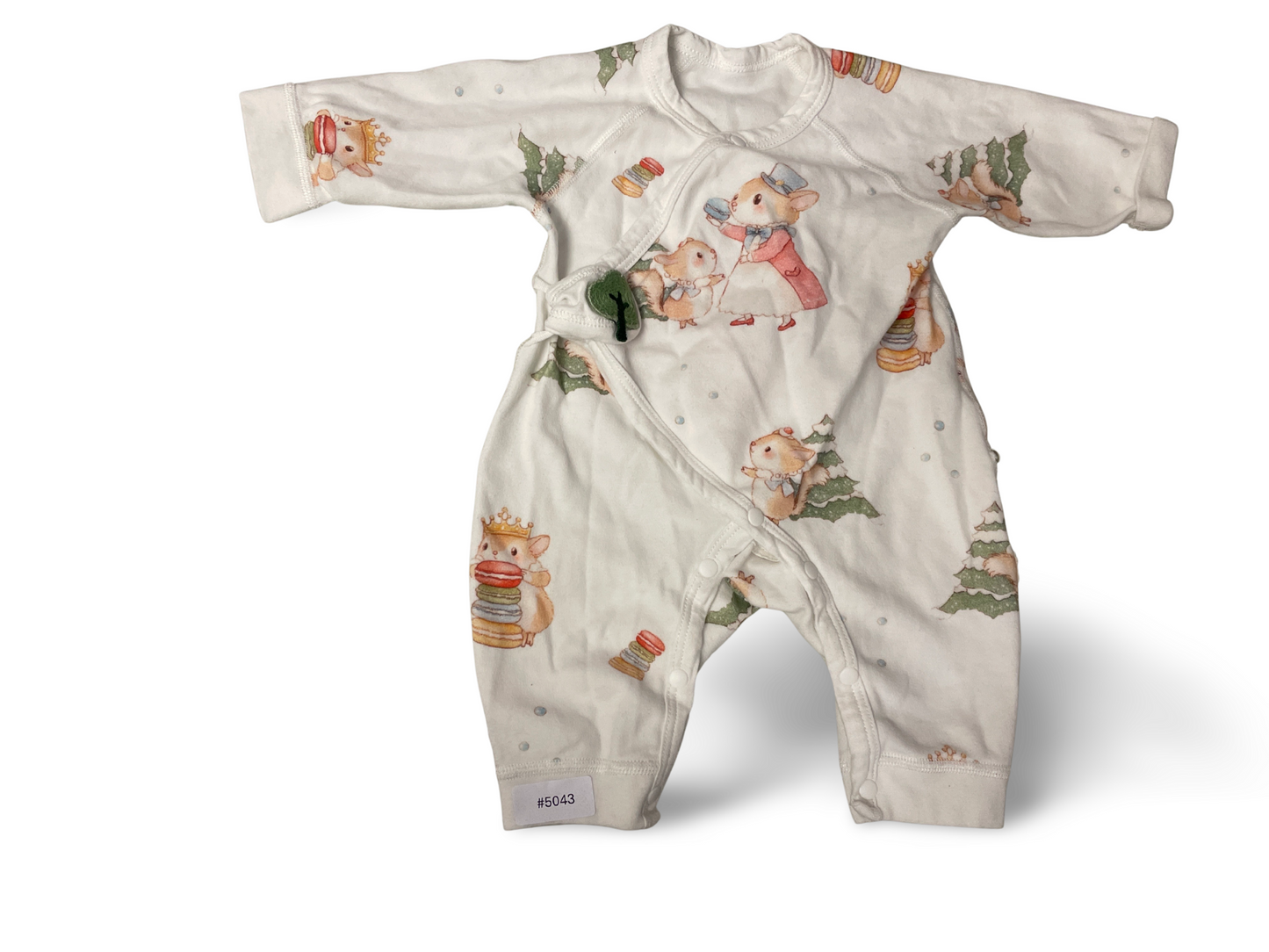 Weisser Strampler mit Tierprint und Füssen - Gr. 56