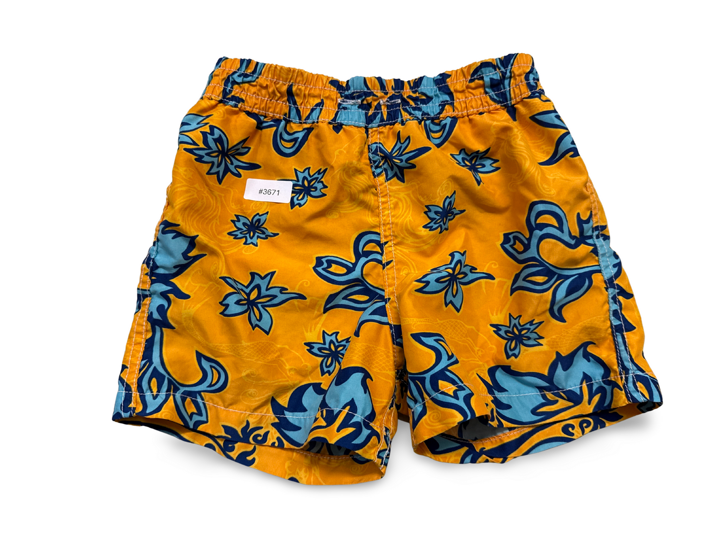Swim shorts orange with floral print - size. 110