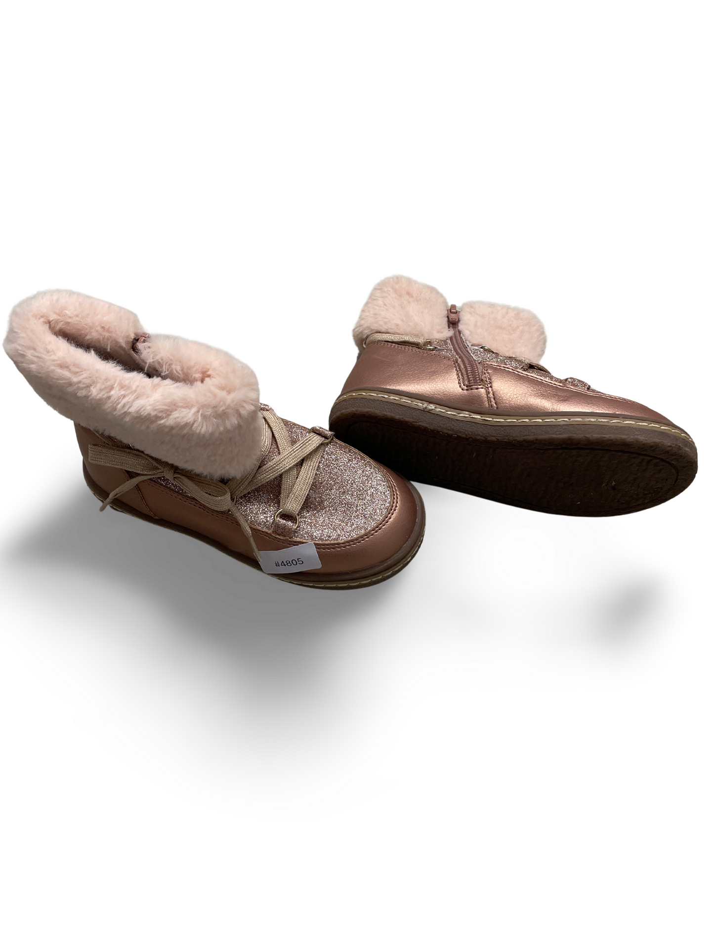 Rosa Glitzerstiefel mit Fellkragen - Gr. 29