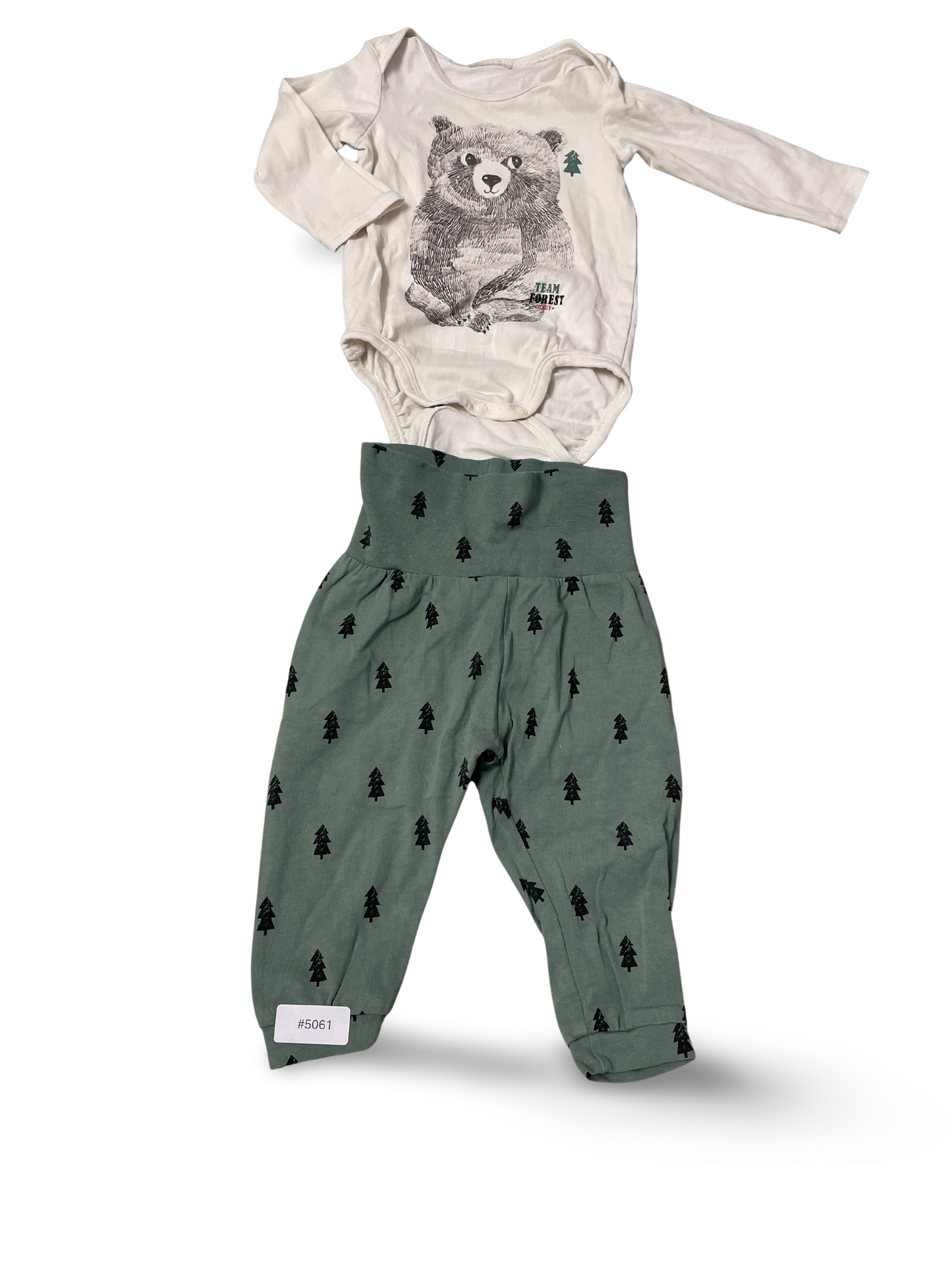 Body mit Bärenprint und Leggings mit Tannenprint - Gr. 56