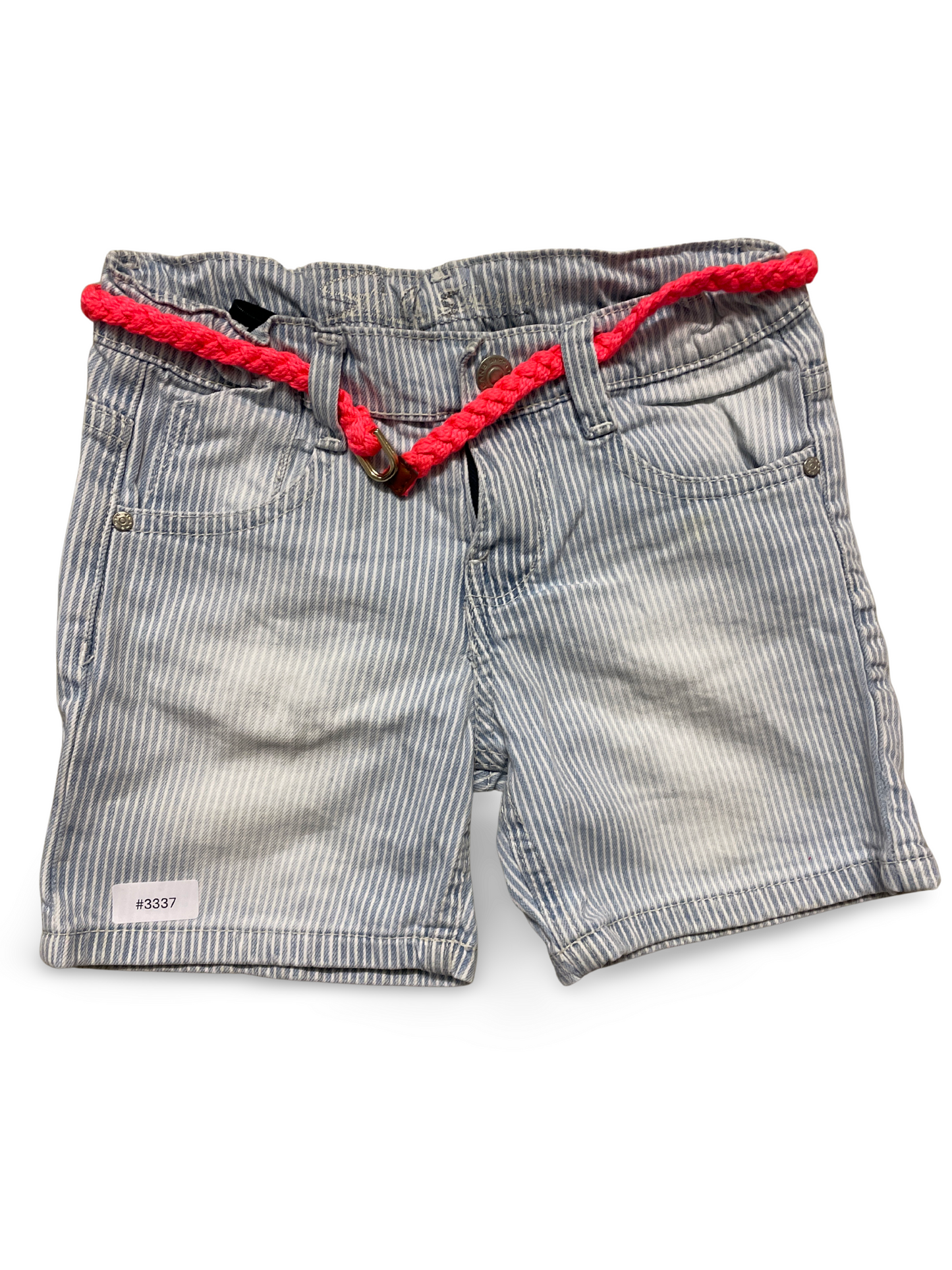 Gestreifte Shorts mit pinkem Flechtgürtel - Gr. 128